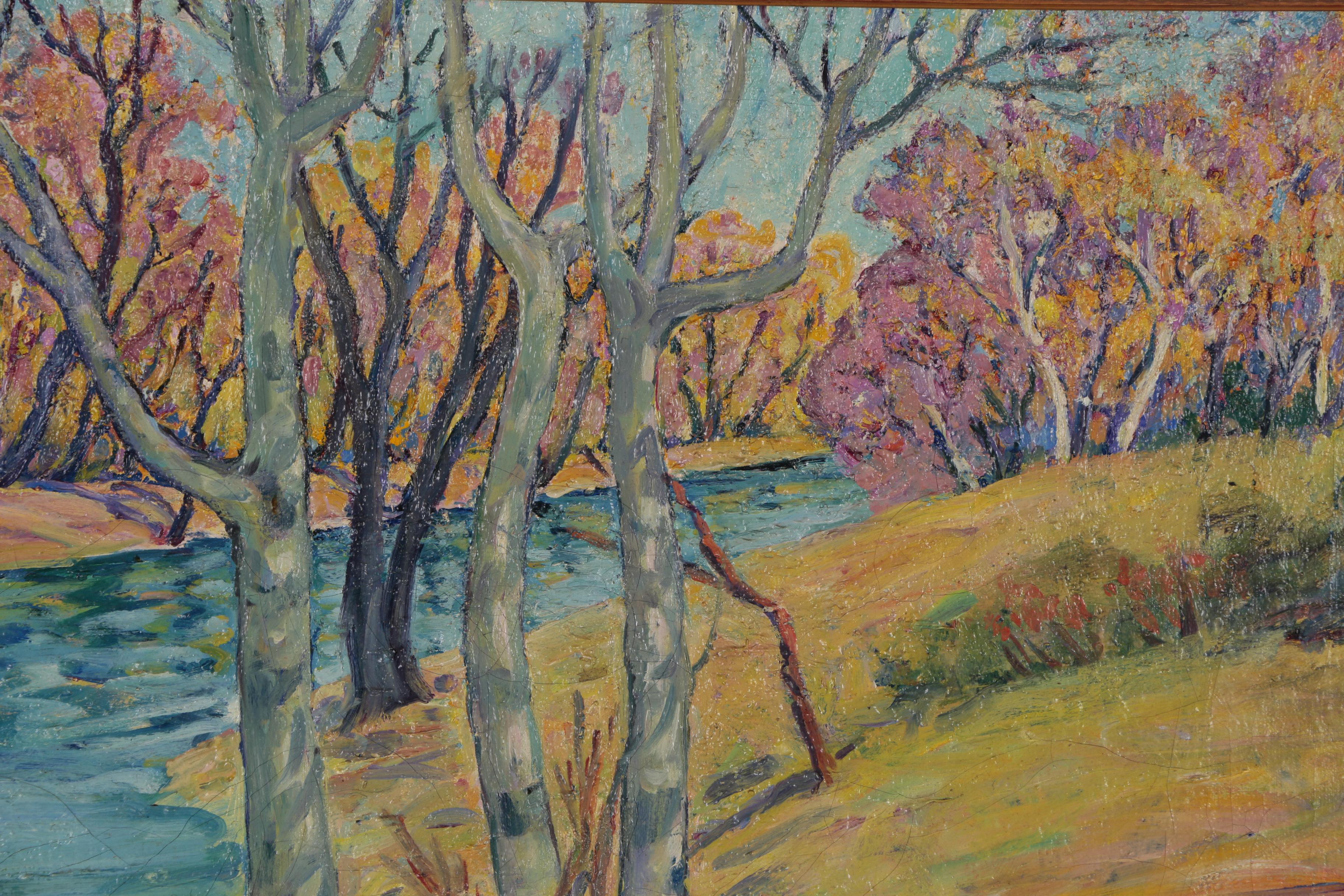 Frances Faig Post-Impressionist Style Landscape Oil Painting