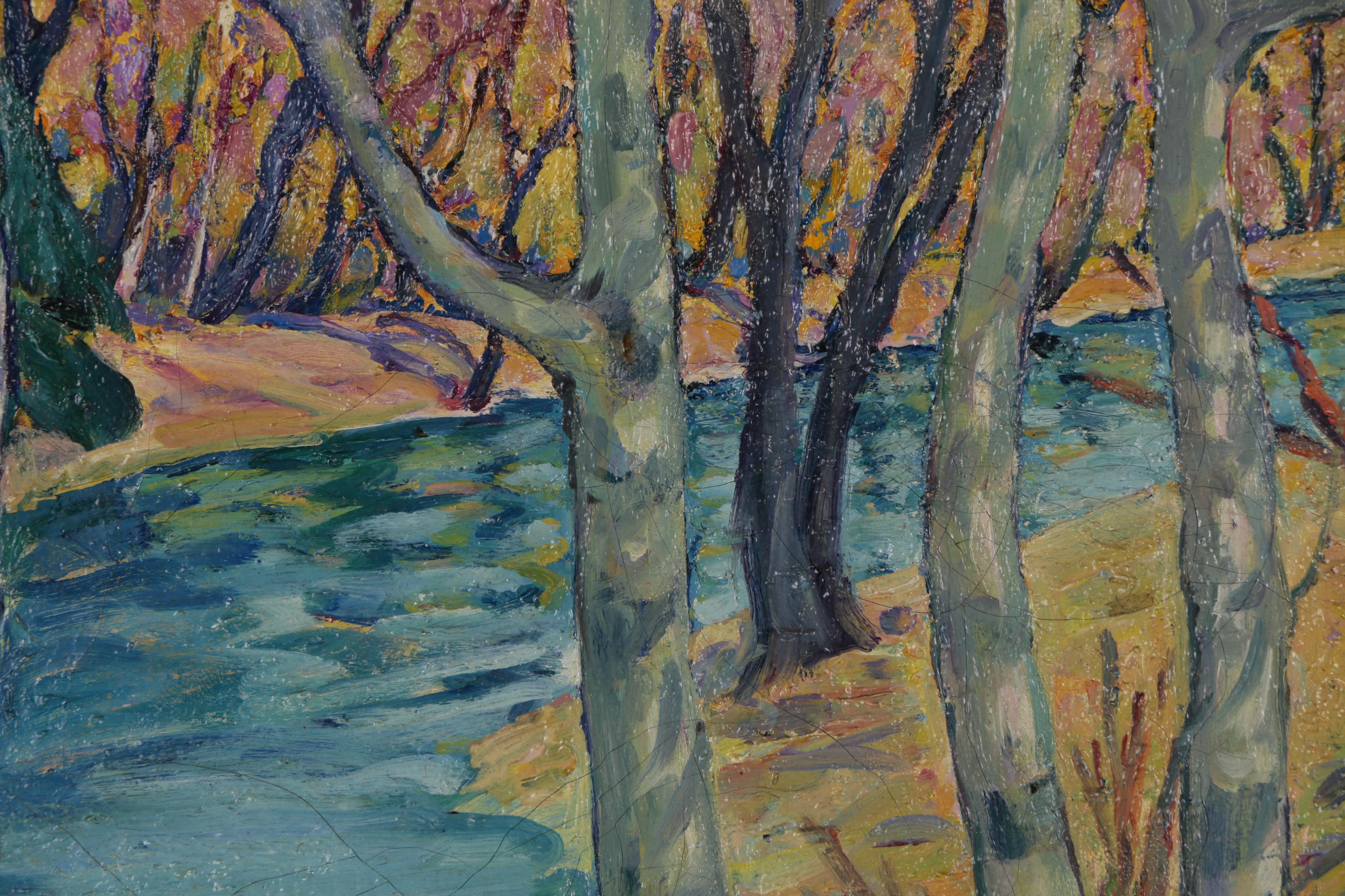 Frances Faig Post-Impressionist Style Landscape Oil Painting