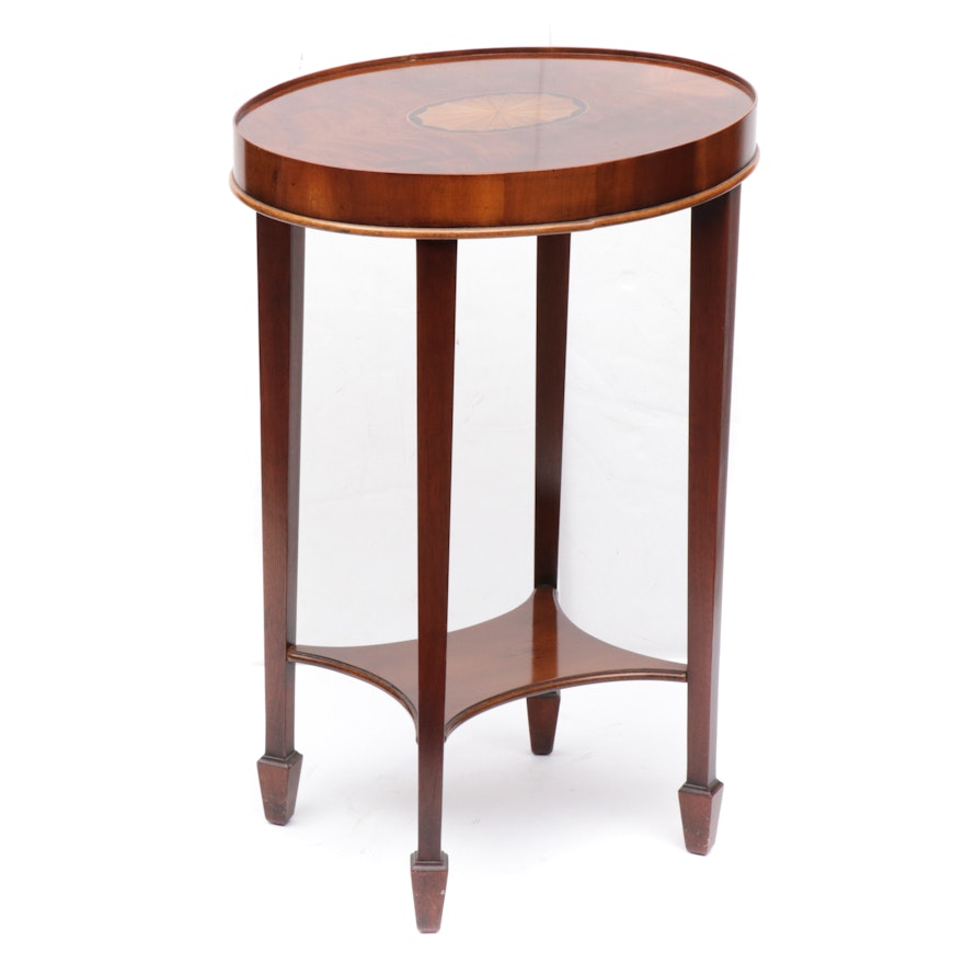 Hekman "Copley Place," Federal Style Mahogany Marquetry End Table, Late 20th C.