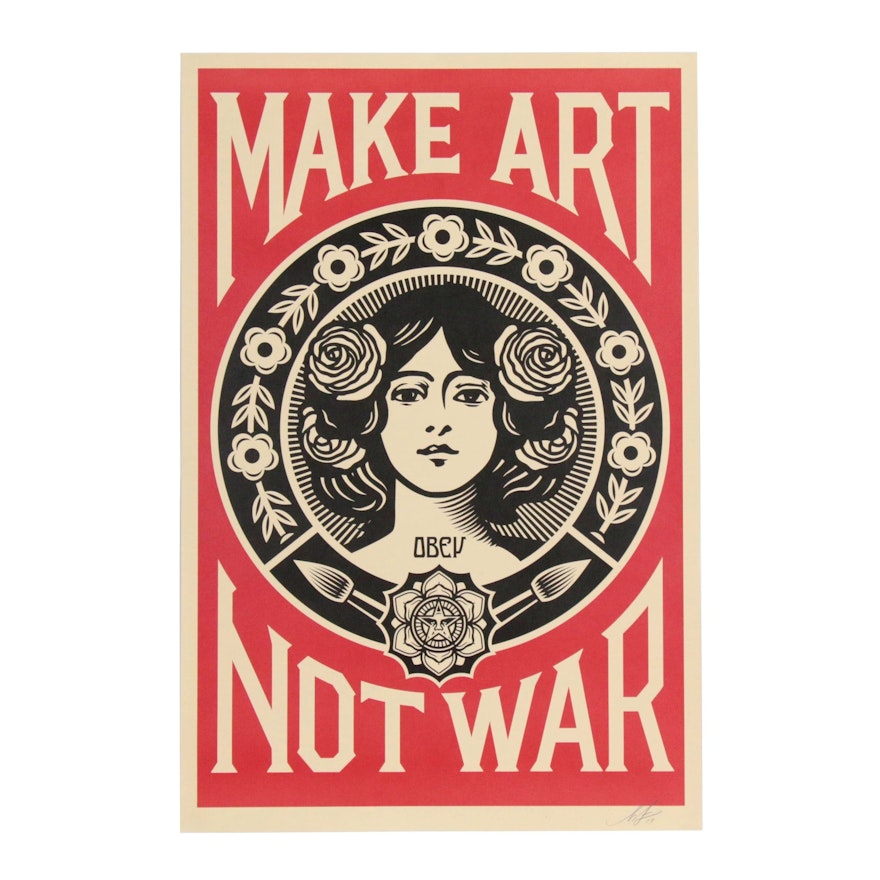 Shepard Fairey Offset Print "Make Art Not War", 2019