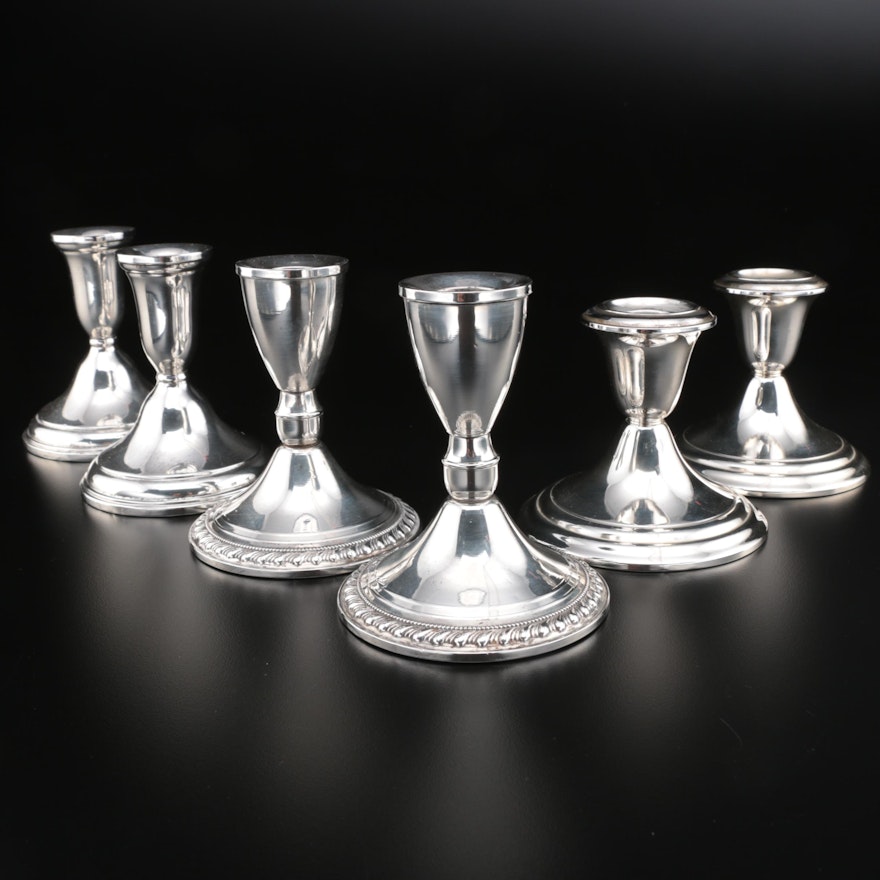 Weighted Sterling Silver Candle Holders Including Gorham