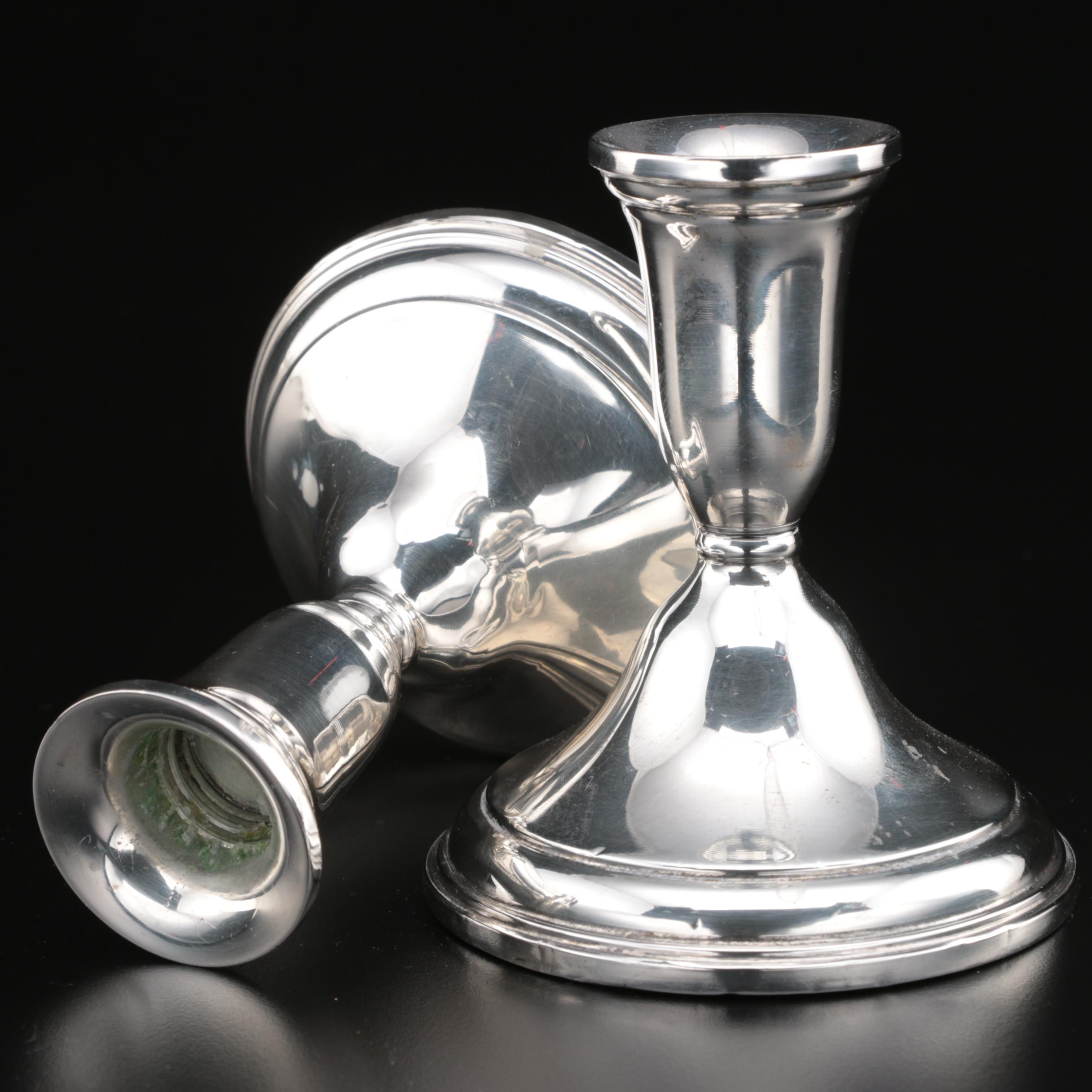 Weighted Sterling Silver Candle Holders Including Gorham