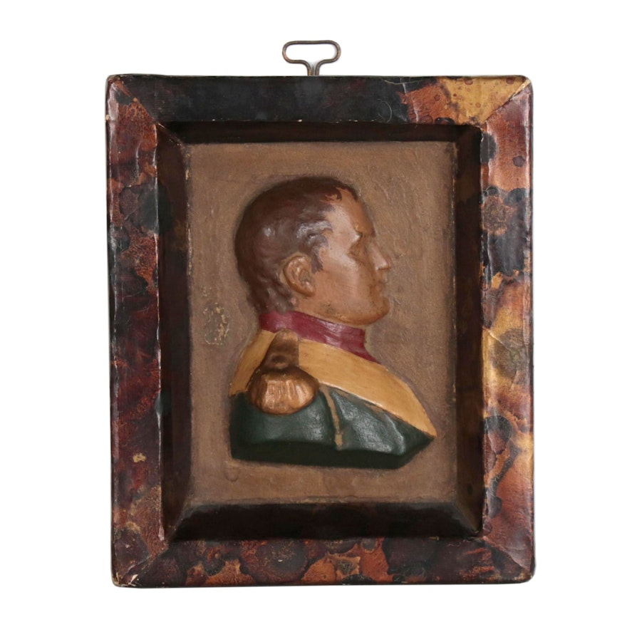 Hand-Painted Plaster Bust Portrait of Napoleon, Late 19th to Early 20th Century