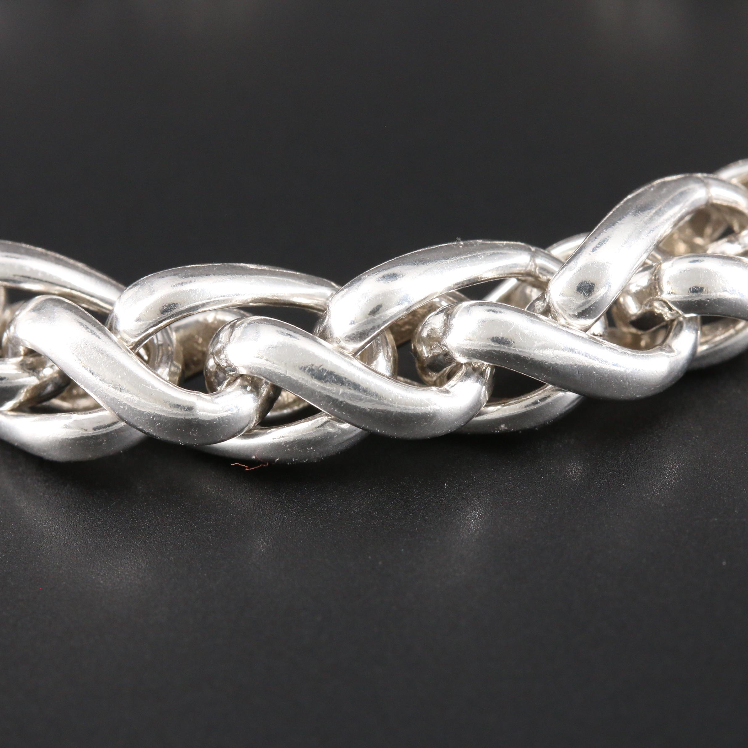 Vintage David Yurman Sterling Wheat Chain Bracelet with 14K Accents