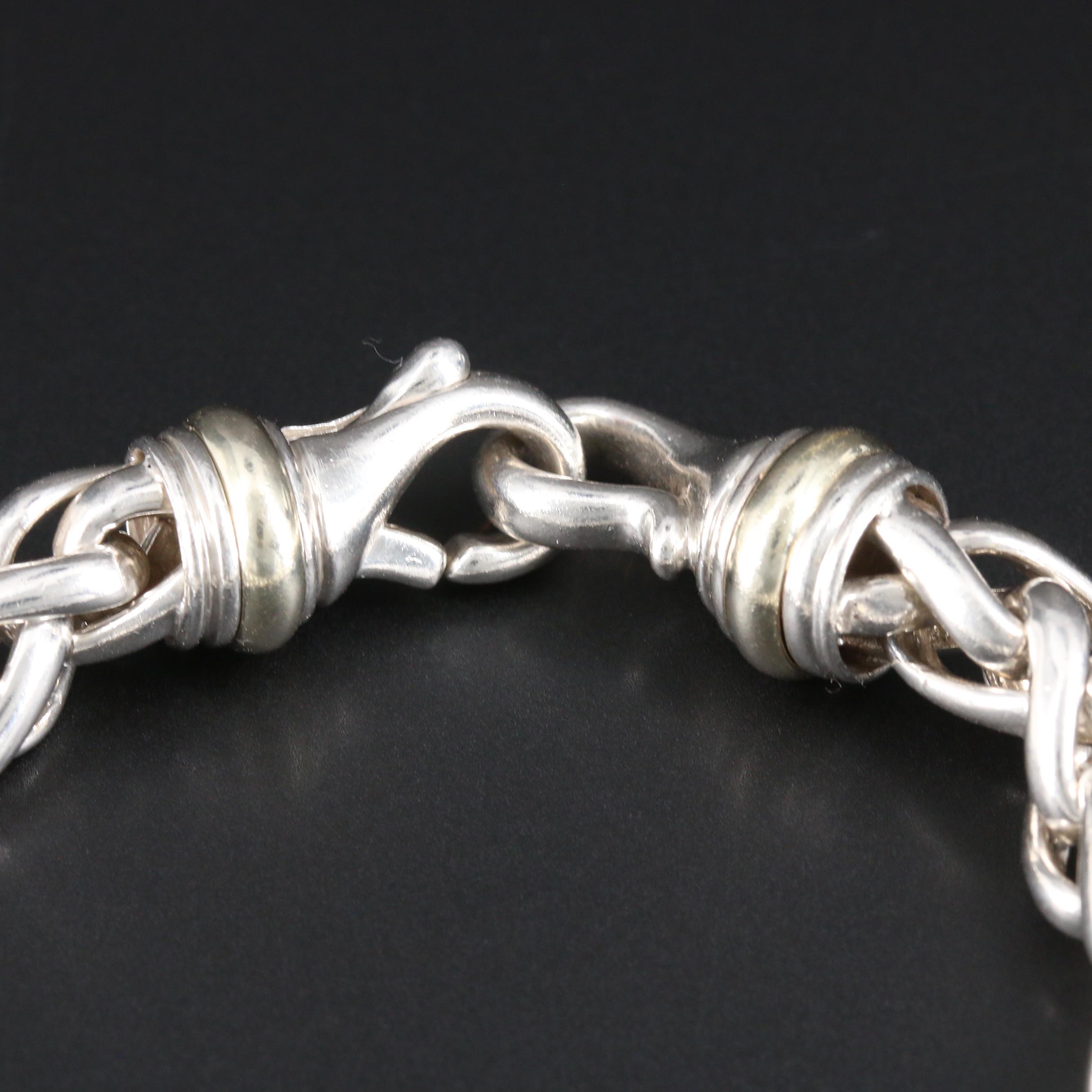 Vintage David Yurman Sterling Wheat Chain Bracelet with 14K Accents
