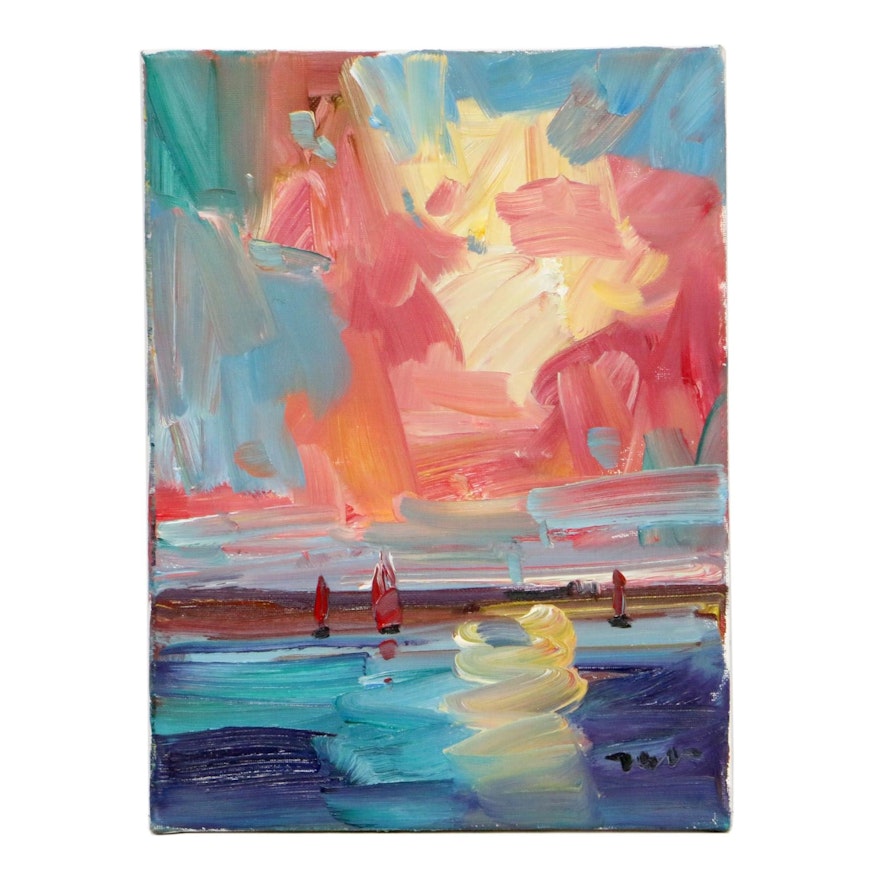 Jose Trujillo Landscape Oil Painting "Off into the Sunset," 2019