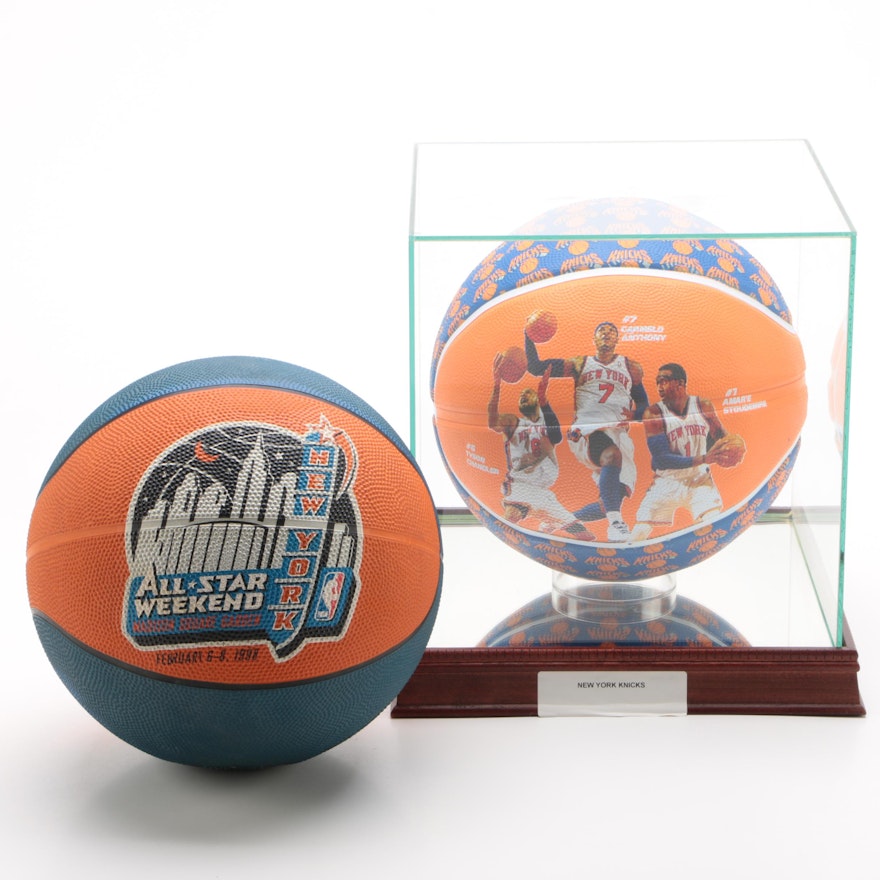 New York Knicks and an NBA All-Star Logo Basketballs with Case