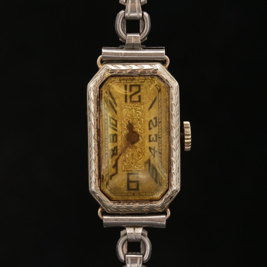 Vintage Bulova 18K White Gold Stem Wind Wristwatch