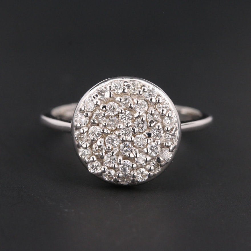 14K White Gold Diamond Cluster Ring