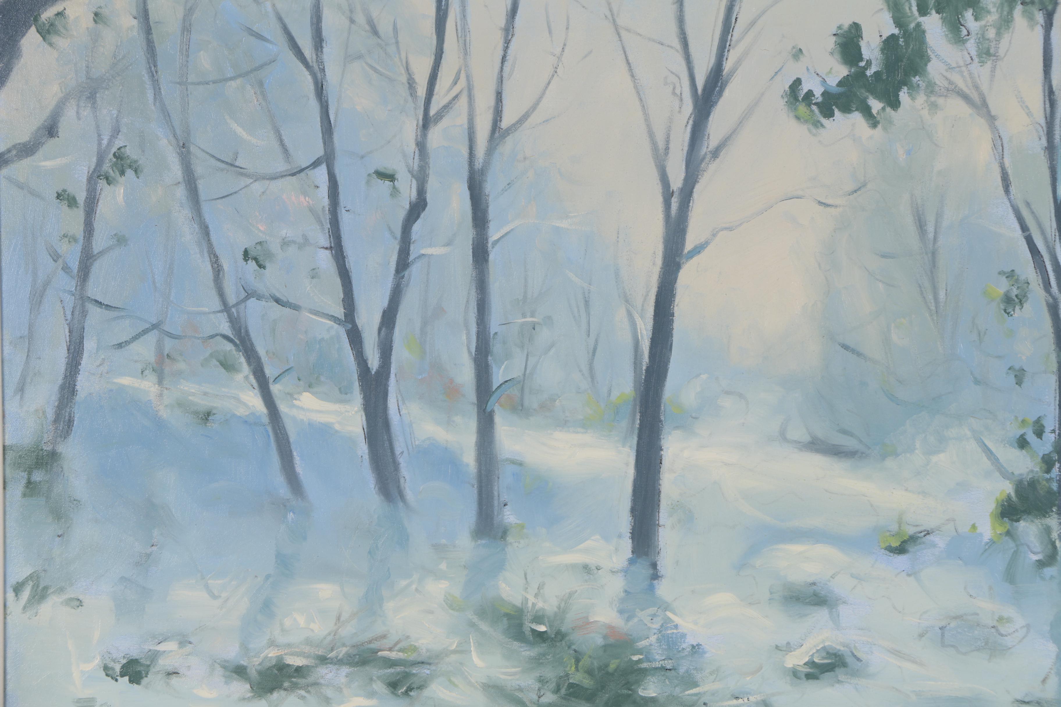 Steve Jenkins Oil Painting of Impressionistic Winter Landscape