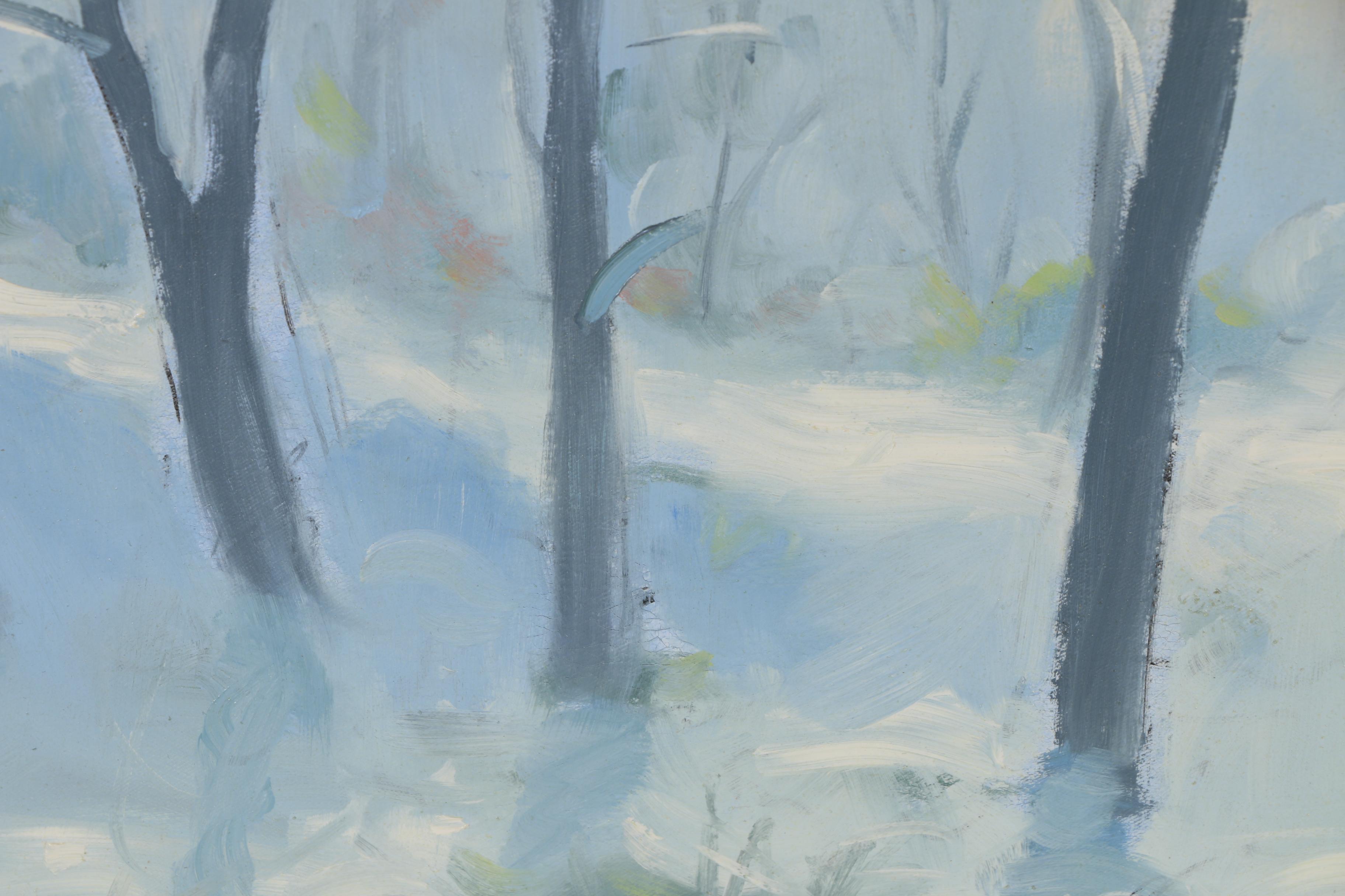 Steve Jenkins Oil Painting of Impressionistic Winter Landscape