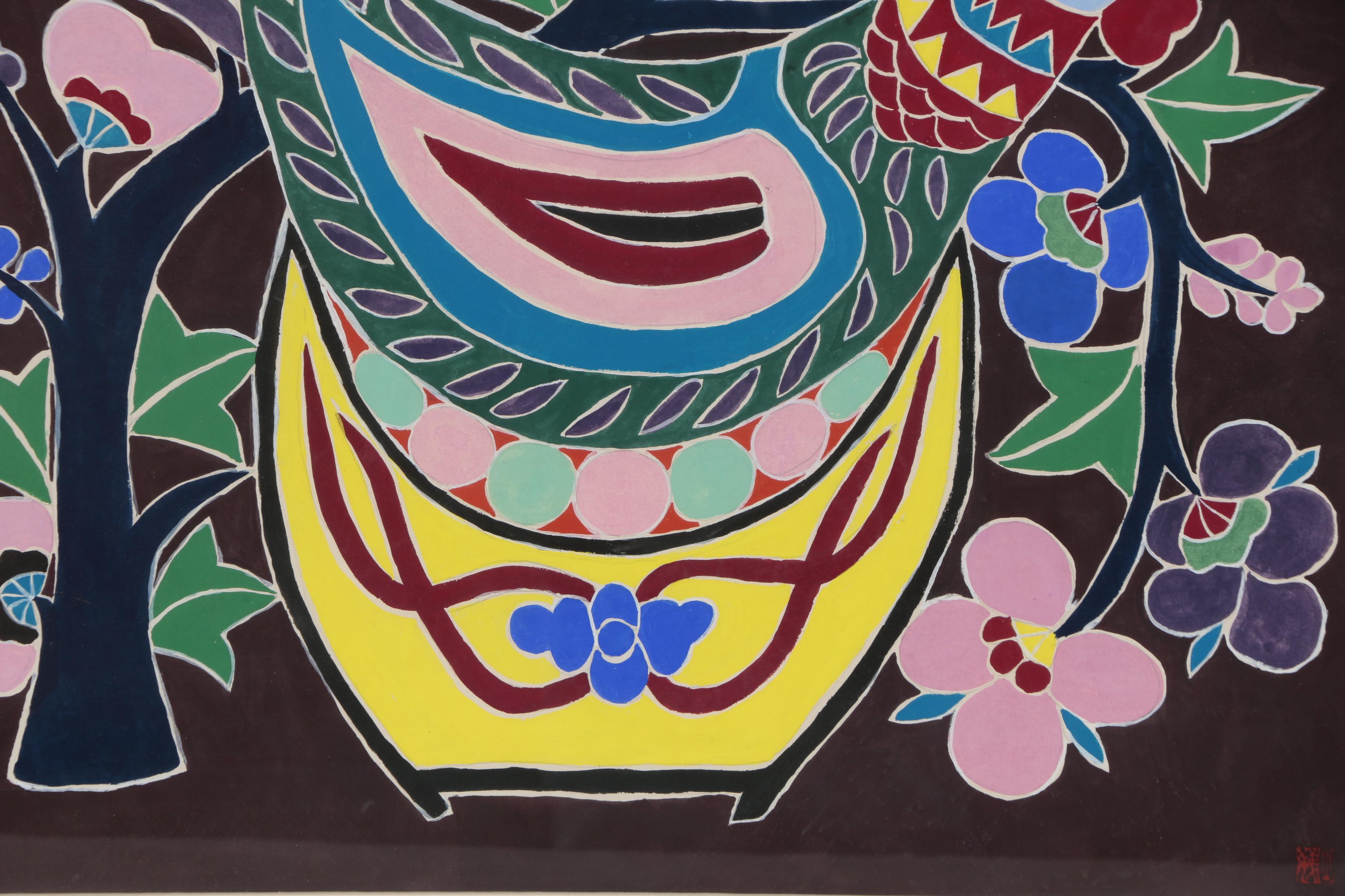 Chinese Gouache Folk Painting of Chicken