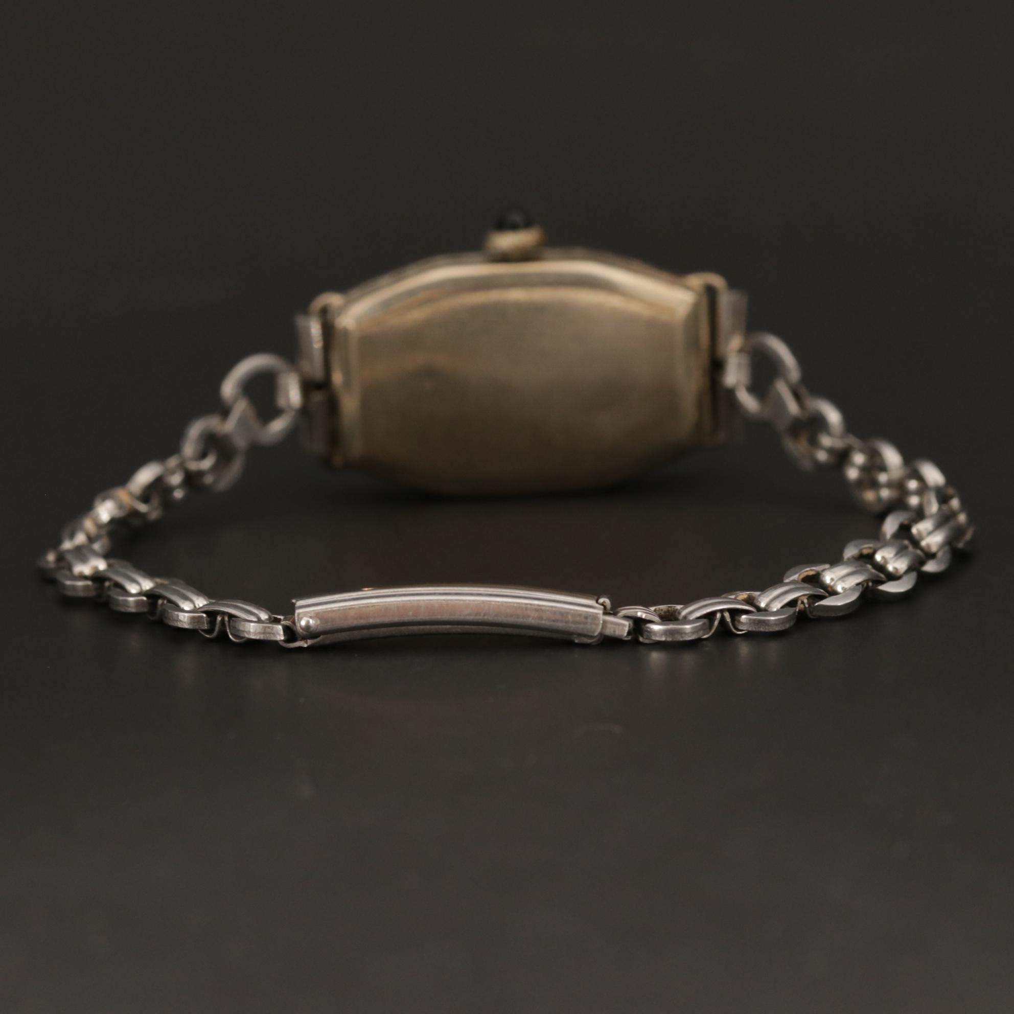 Vintage Benrus 14K White Gold Watch with Diamond and Synthetic Sapphire