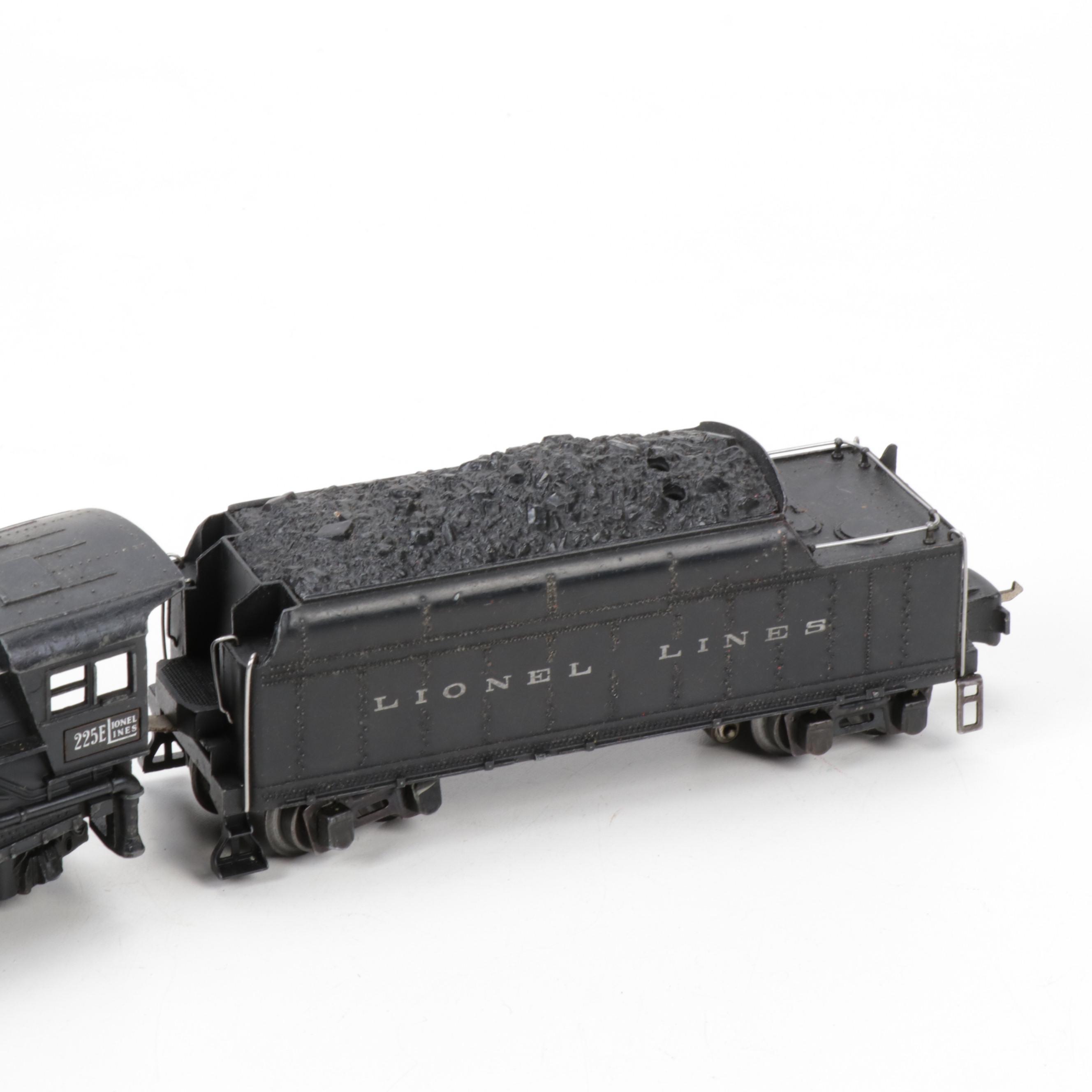 Pre-War Lionel O-Scale 225E Steam Locomotive with 2235W Die-Cast Metal Tender