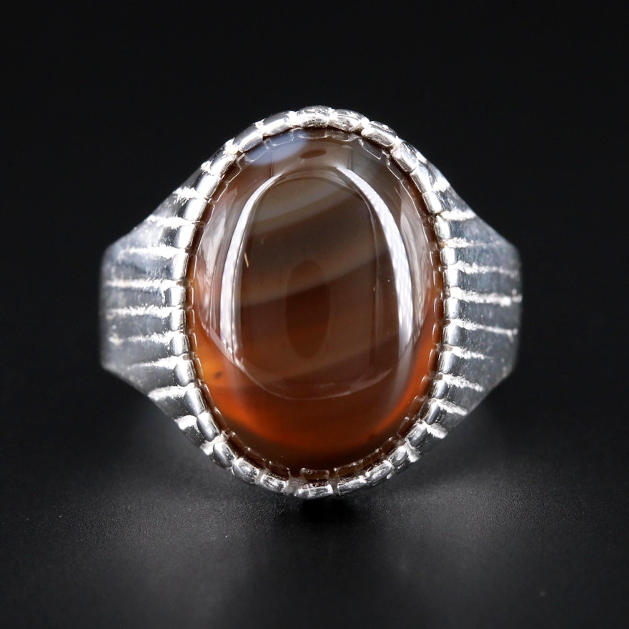 Sterling Silver Agate Ring