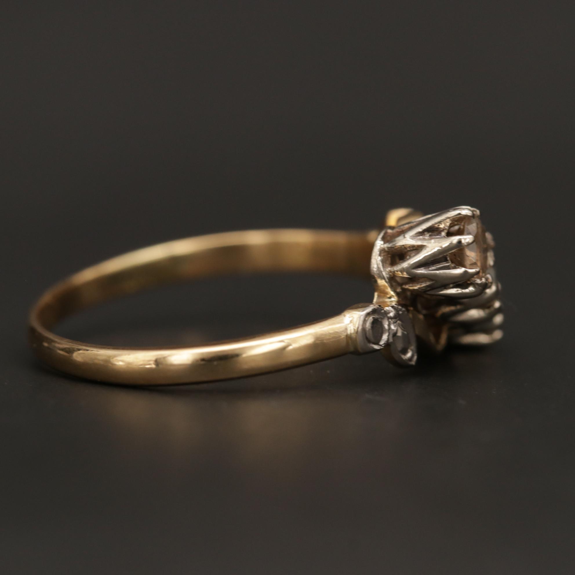 British 18K Yellow and White Gold Diamond Ring