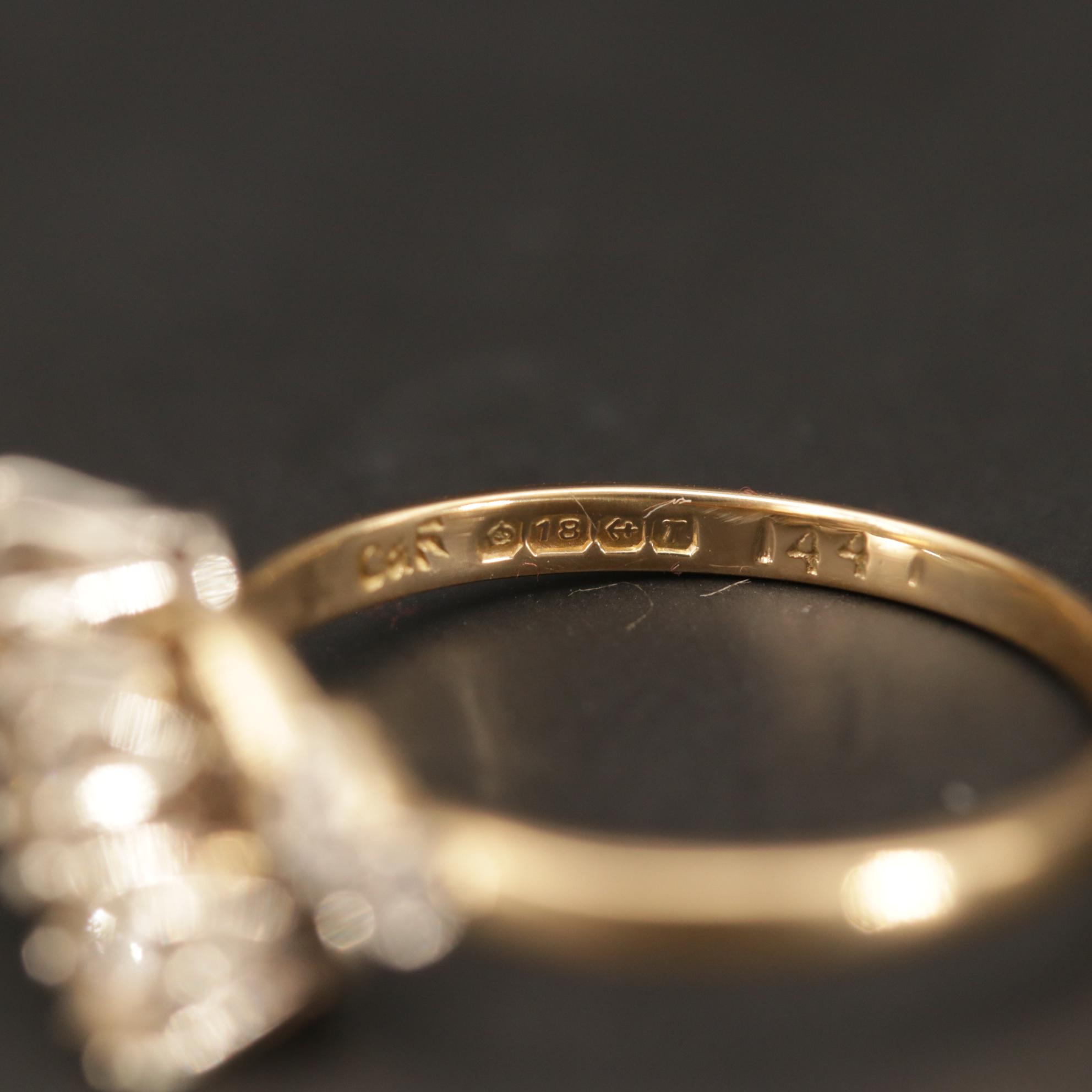 British 18K Yellow and White Gold Diamond Ring