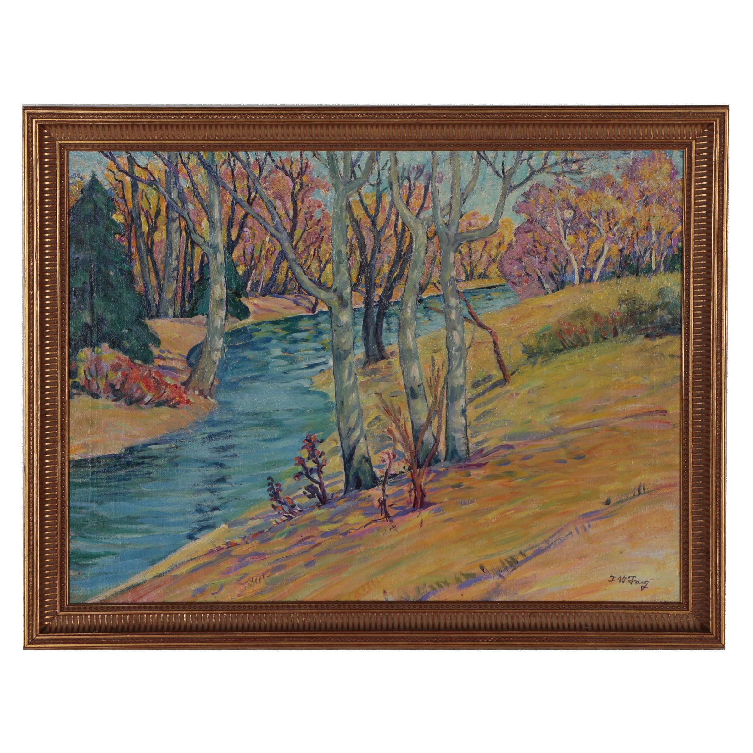 Frances Faig Post-Impressionist Style Landscape Oil Painting