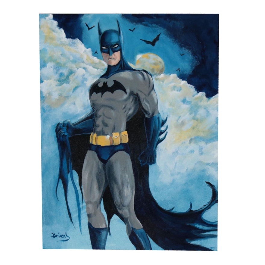 Brian Johnpeer Acrylic Painting "Batman"