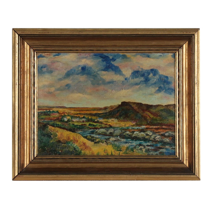 Western Landscape Oil Painting, 1948