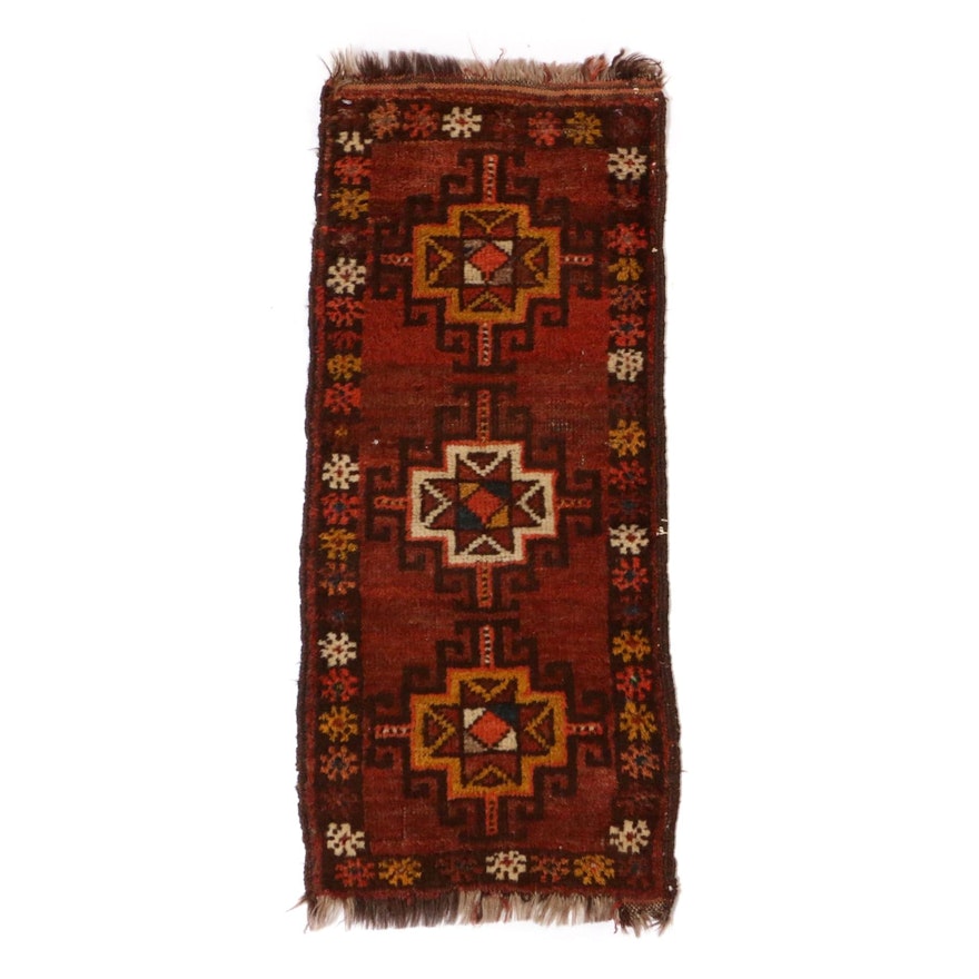 1'3 x 3'1 Hand-Knotted Persian Balouch Rug, 1920s