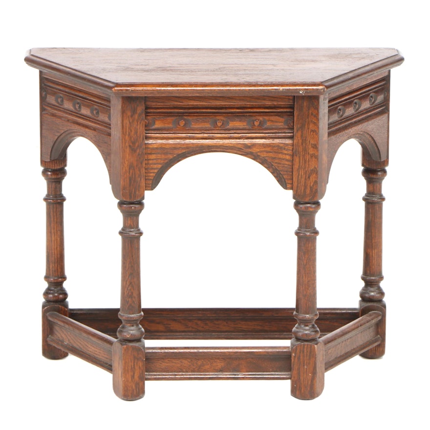 English Tudor Style Oak Occasional Table, Mid to Late 20th Century