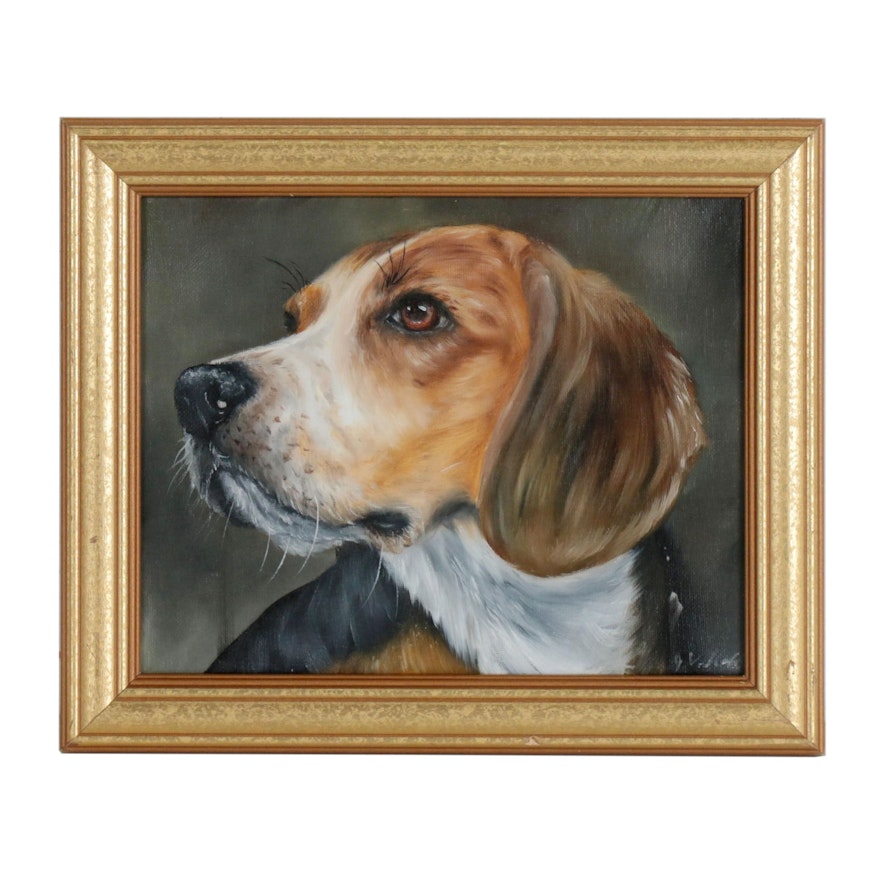 Joseph Veillette Oil Painting of Beagle