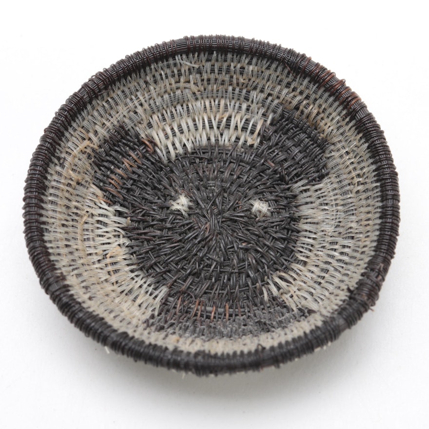 Lucy Jackson Pima Tribe "Bear" Horse Hair Basket, 1950