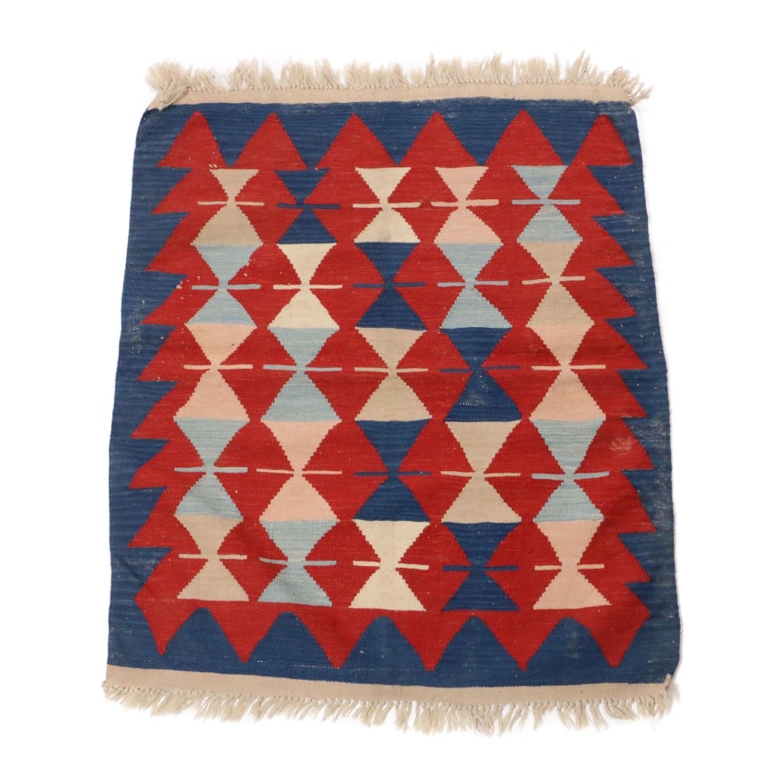 3'1 x 3'10 Handwoven Turkish Kilim Rug, 1970s