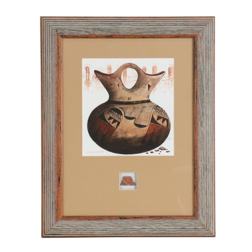 Michael McCullough Watercolor Painting of Hopi Wedding Vase with Shard