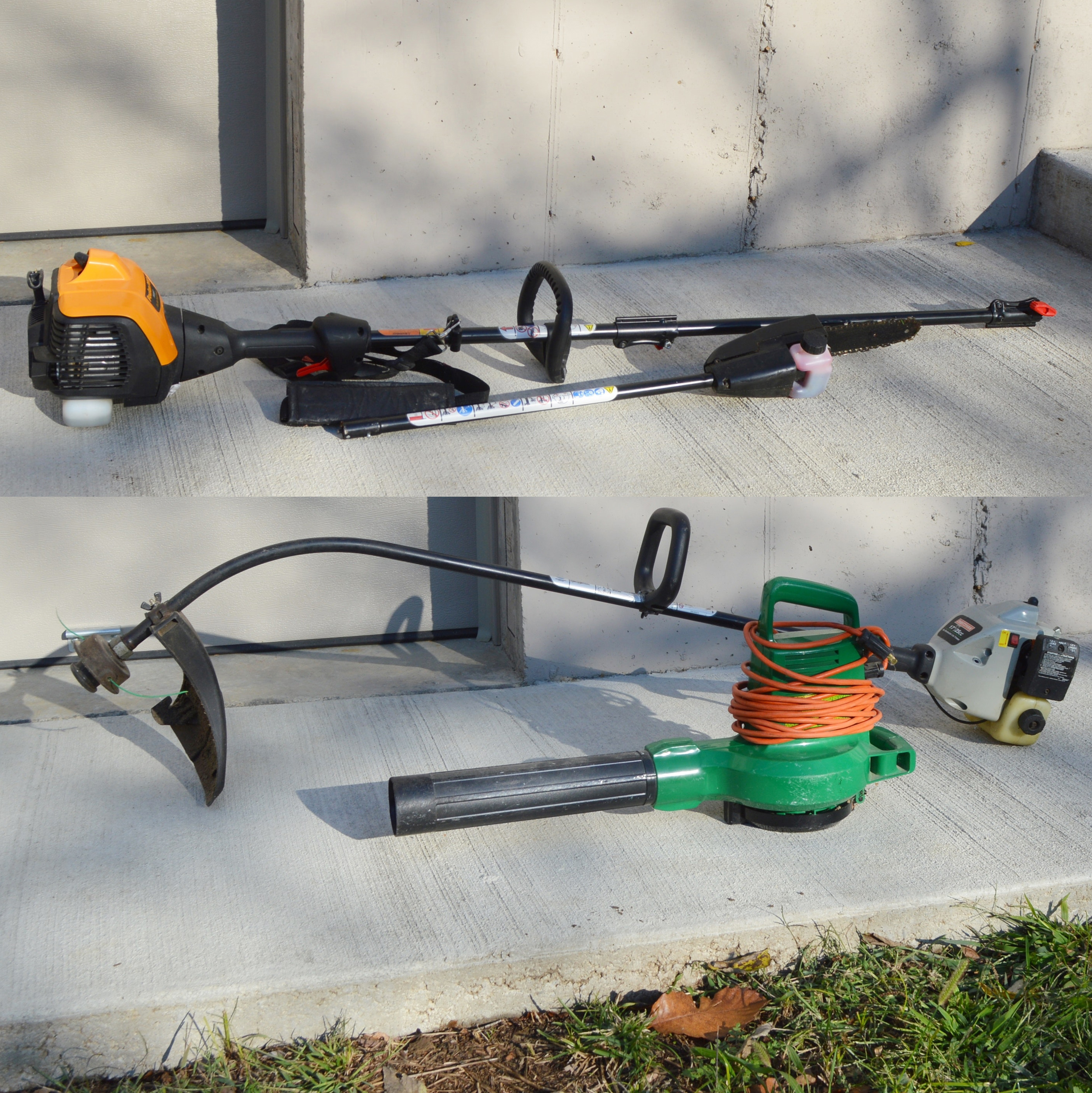 Craftsman Gas Edger, Electric Leaf Blower, and Poulan Pro Gas Pruner/Trimmer