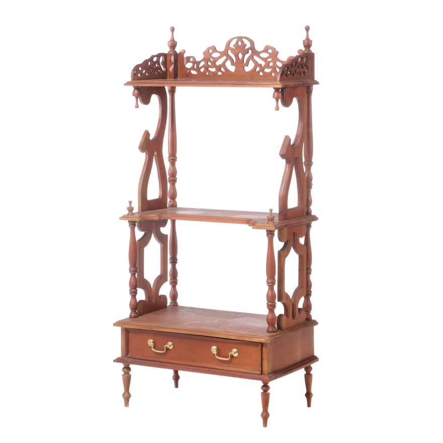 Victorian Style Carved Hardwood Three-Tier Whatnot, Late 20th Century