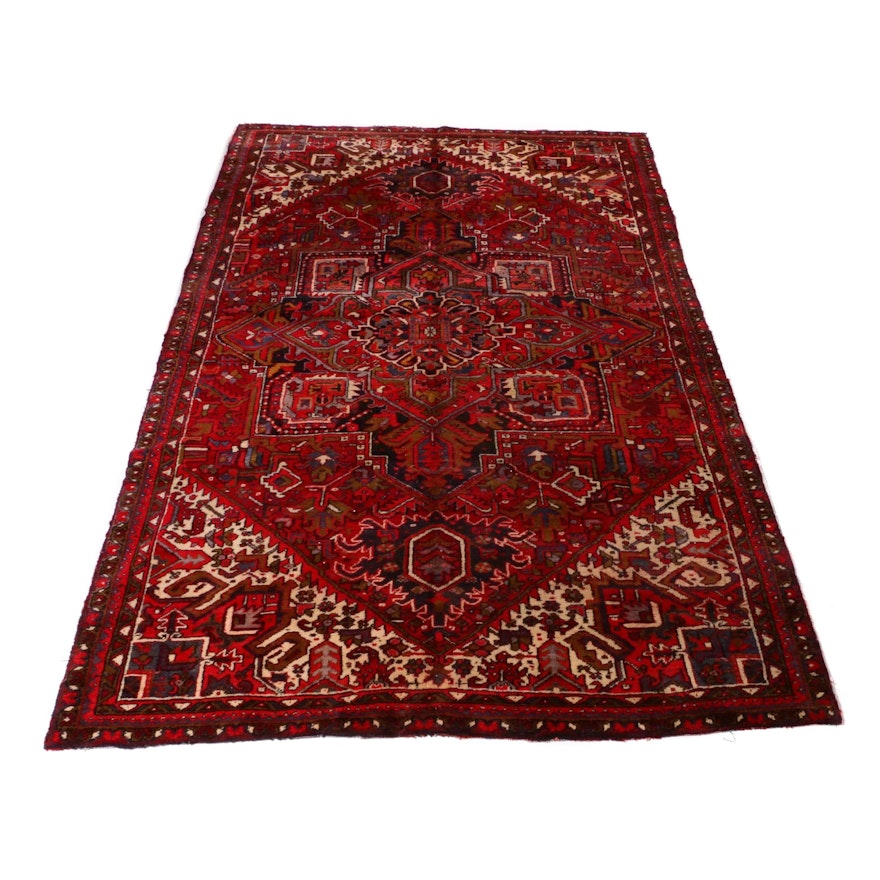 7'6 x 11'8 Hand-Knotted Persian Heriz Rug, 1950s