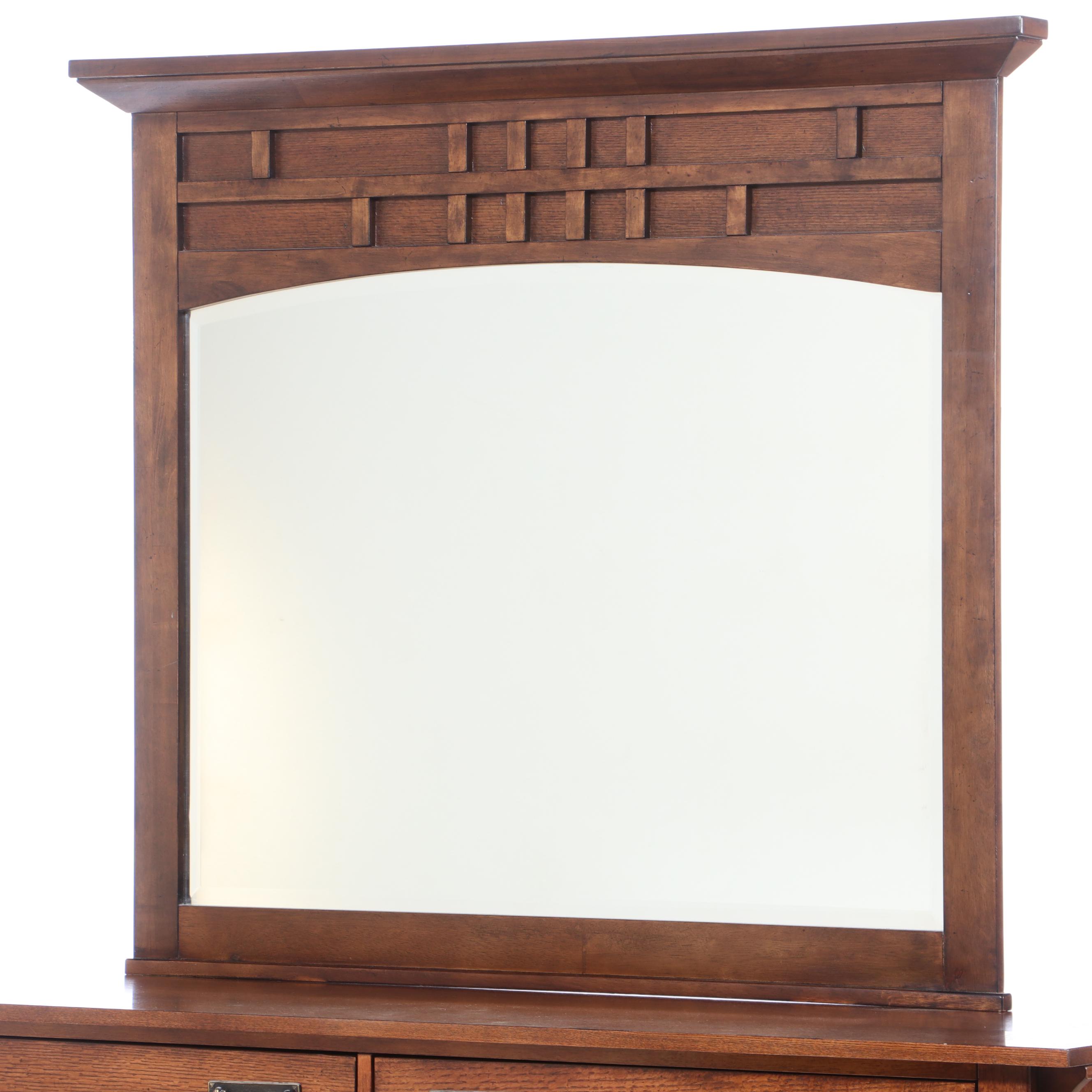 Mission Style Broyhill Oak Dresser with Mirror, Late 20th Century