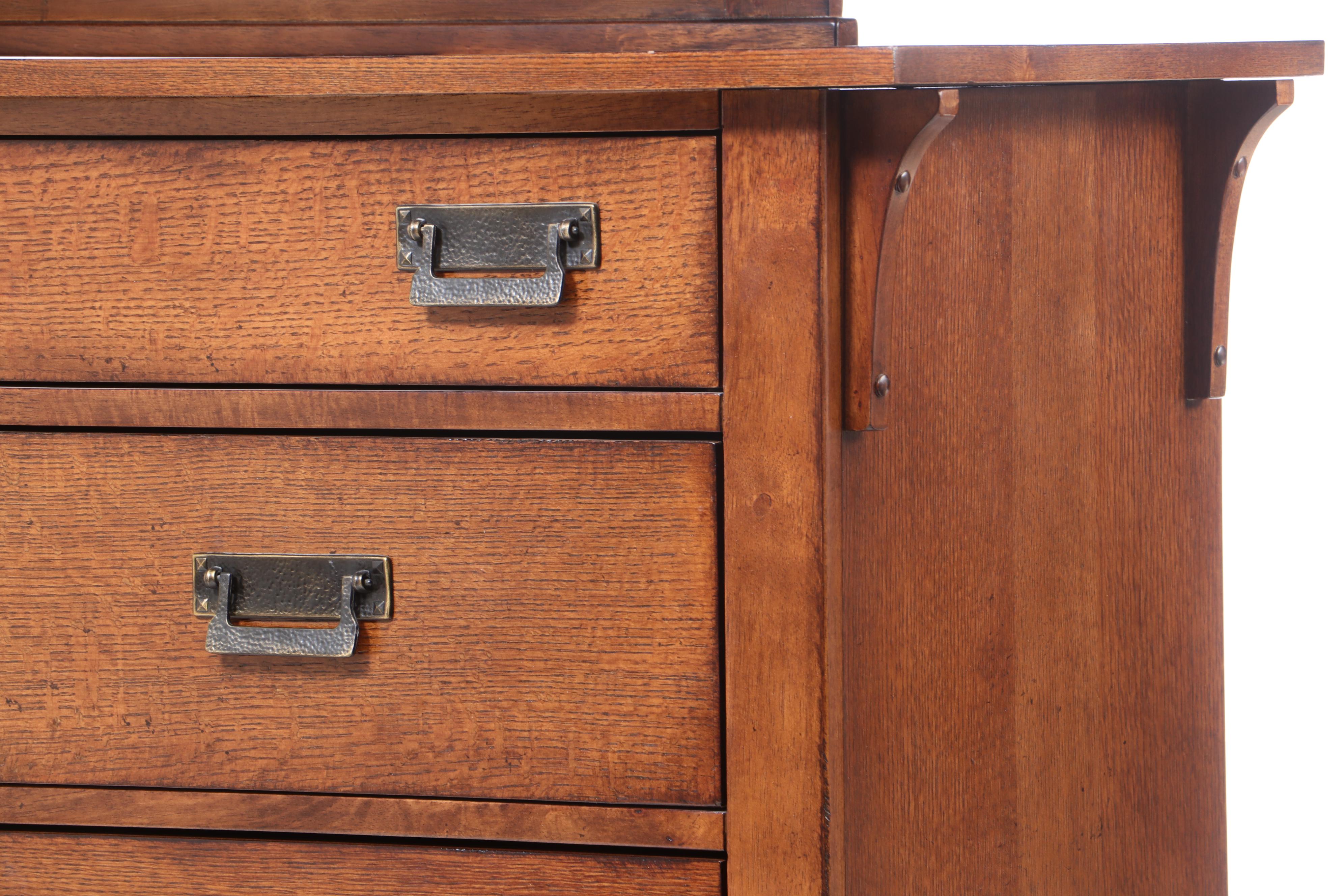 Mission Style Broyhill Oak Dresser with Mirror, Late 20th Century