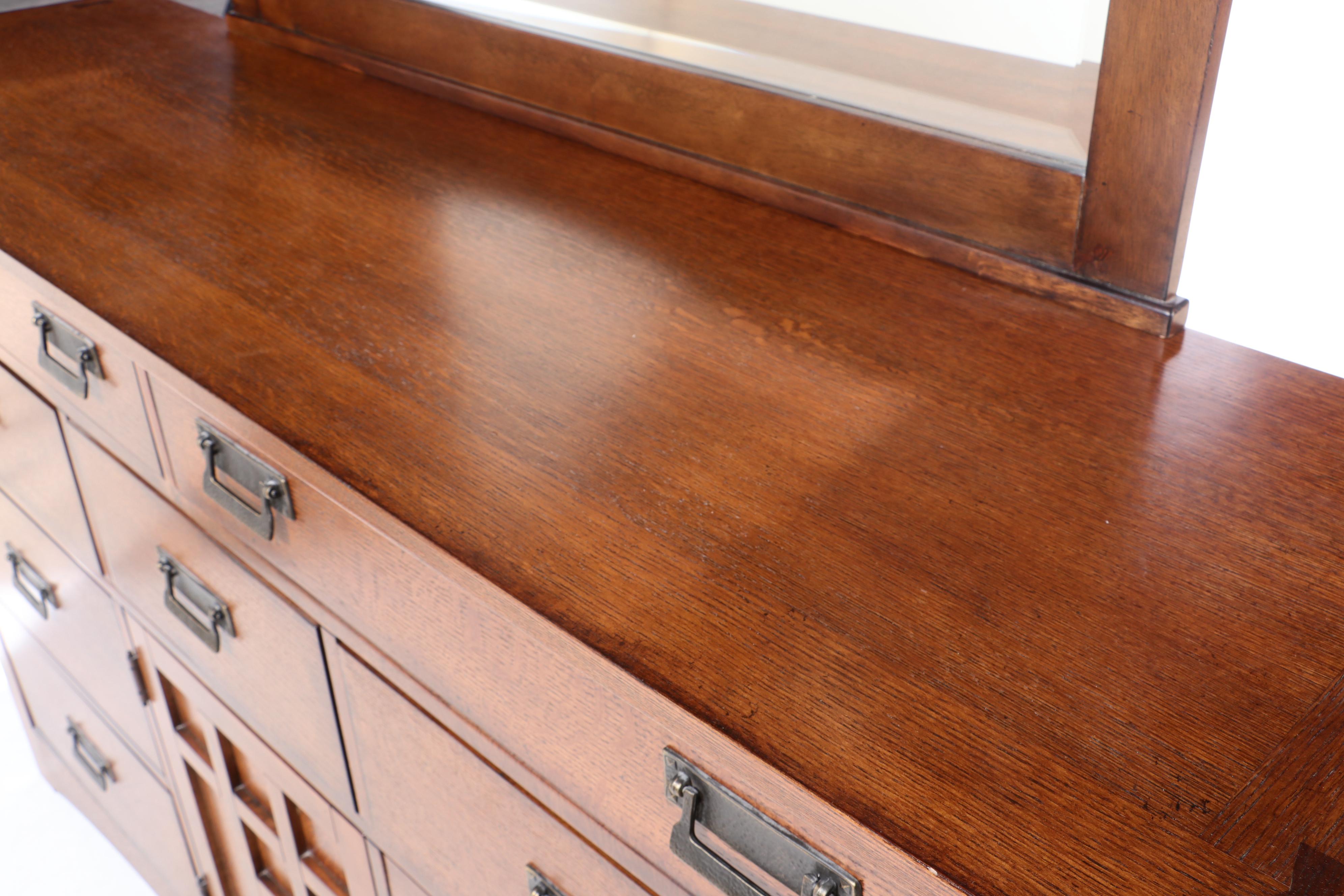 Mission Style Broyhill Oak Dresser with Mirror, Late 20th Century
