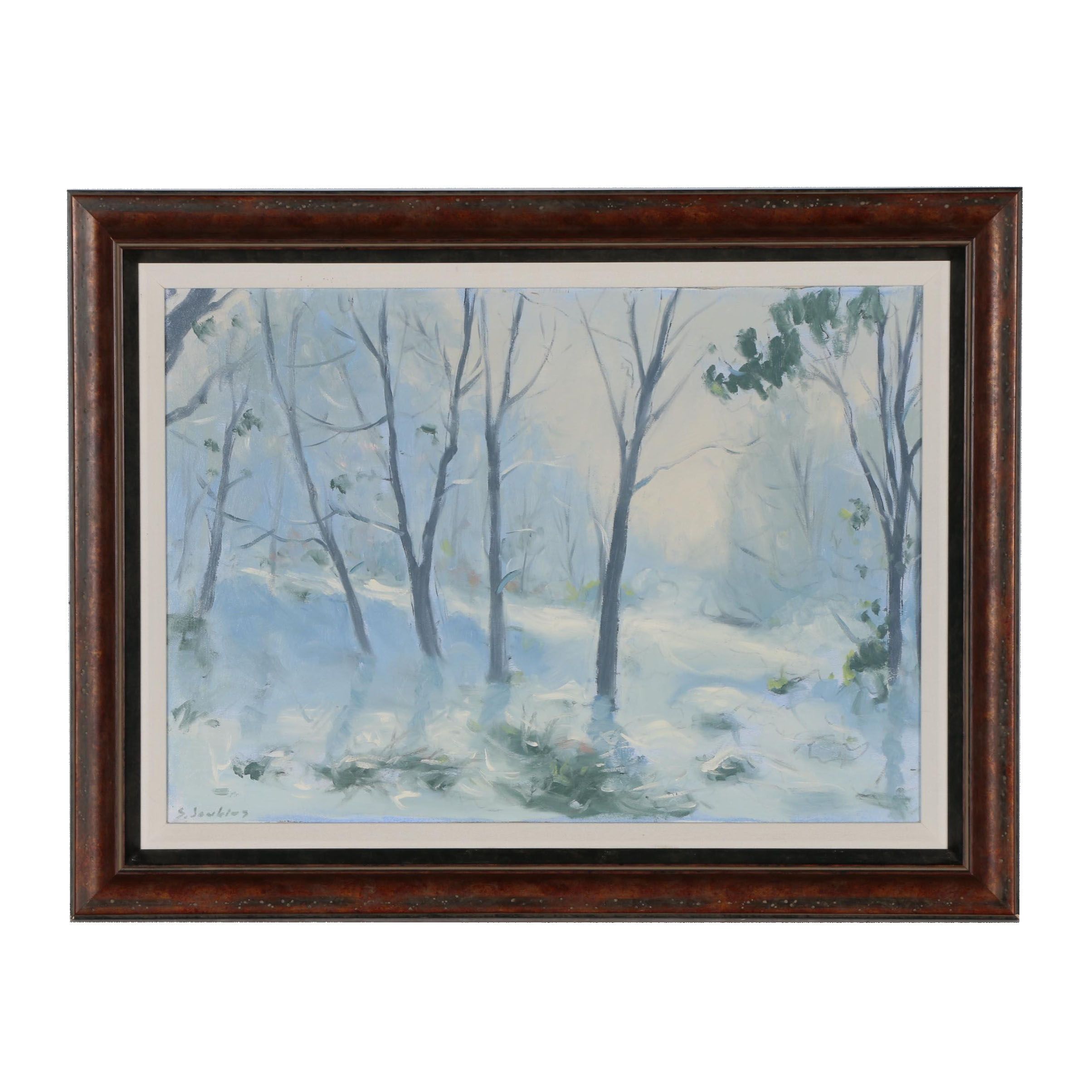 Steve Jenkins Oil Painting of Impressionistic Winter Landscape