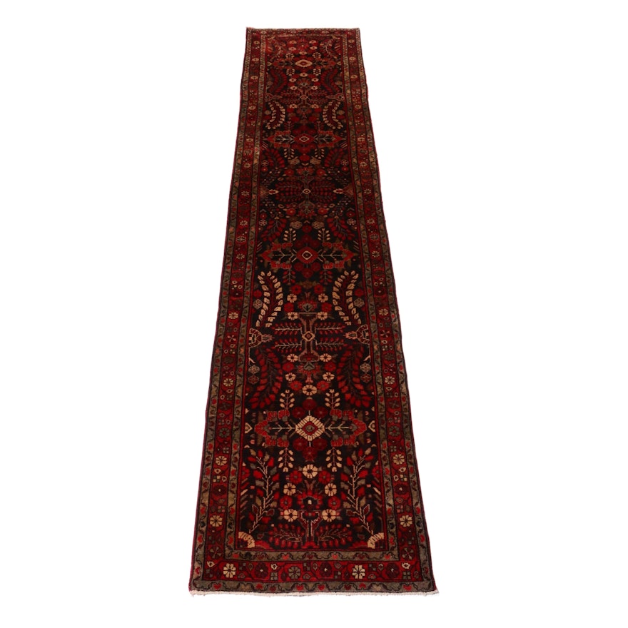 2'11 x 13'7 Hand-Knotted Persian Lilihan Carpet Runner, 1970s