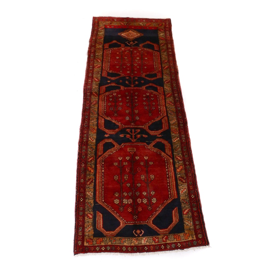 3'7 x 9'7 Hand-Knotted Persian Heriz Wide Runner, 1960s