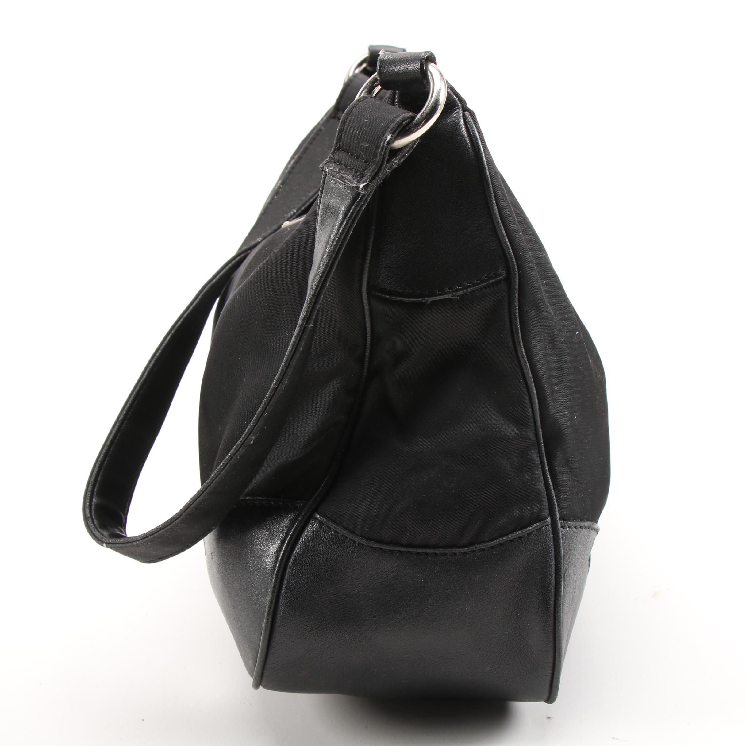 Prada Black Tessuto Nylon and Leather Shoulder Bag
