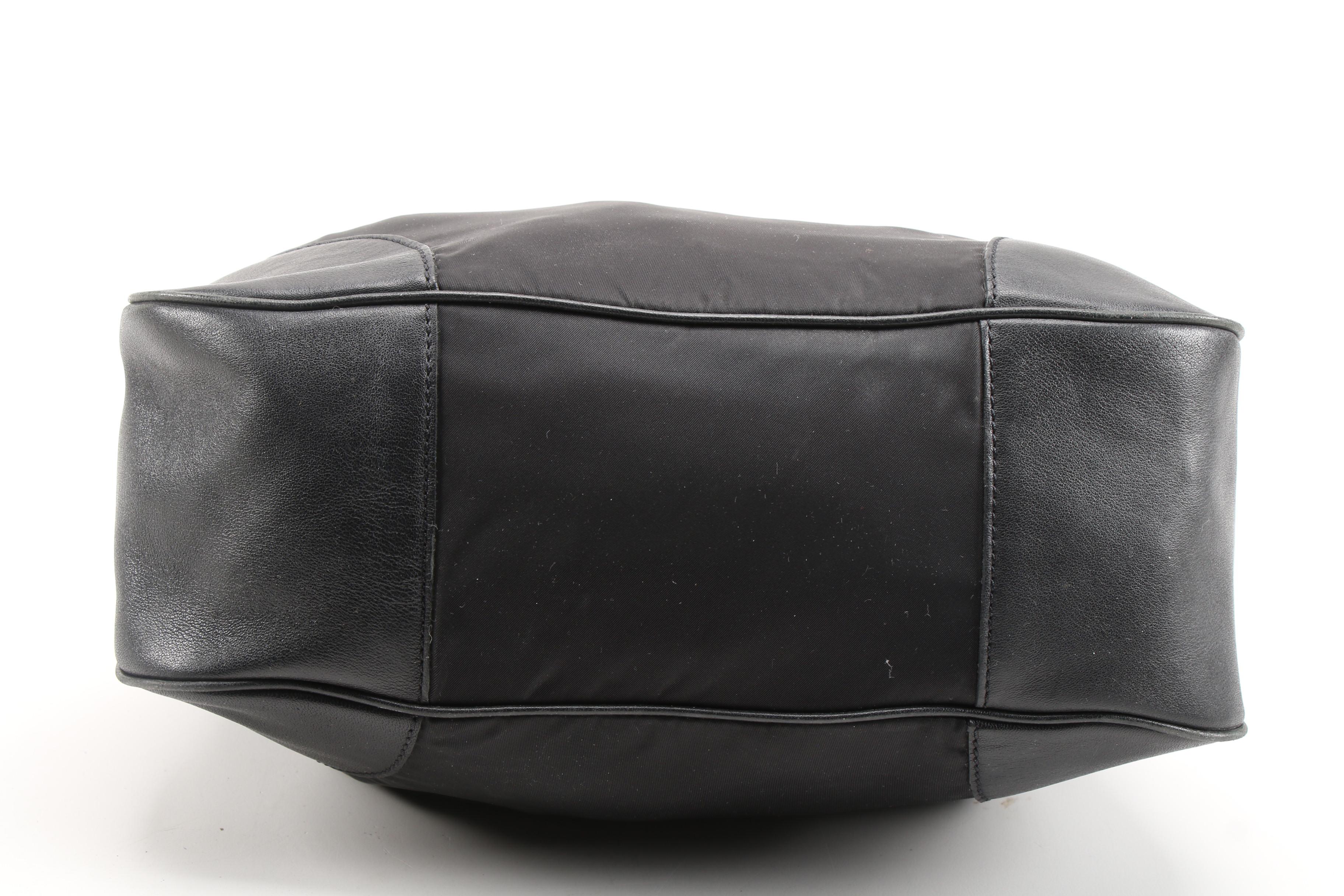 Prada Black Tessuto Nylon and Leather Shoulder Bag