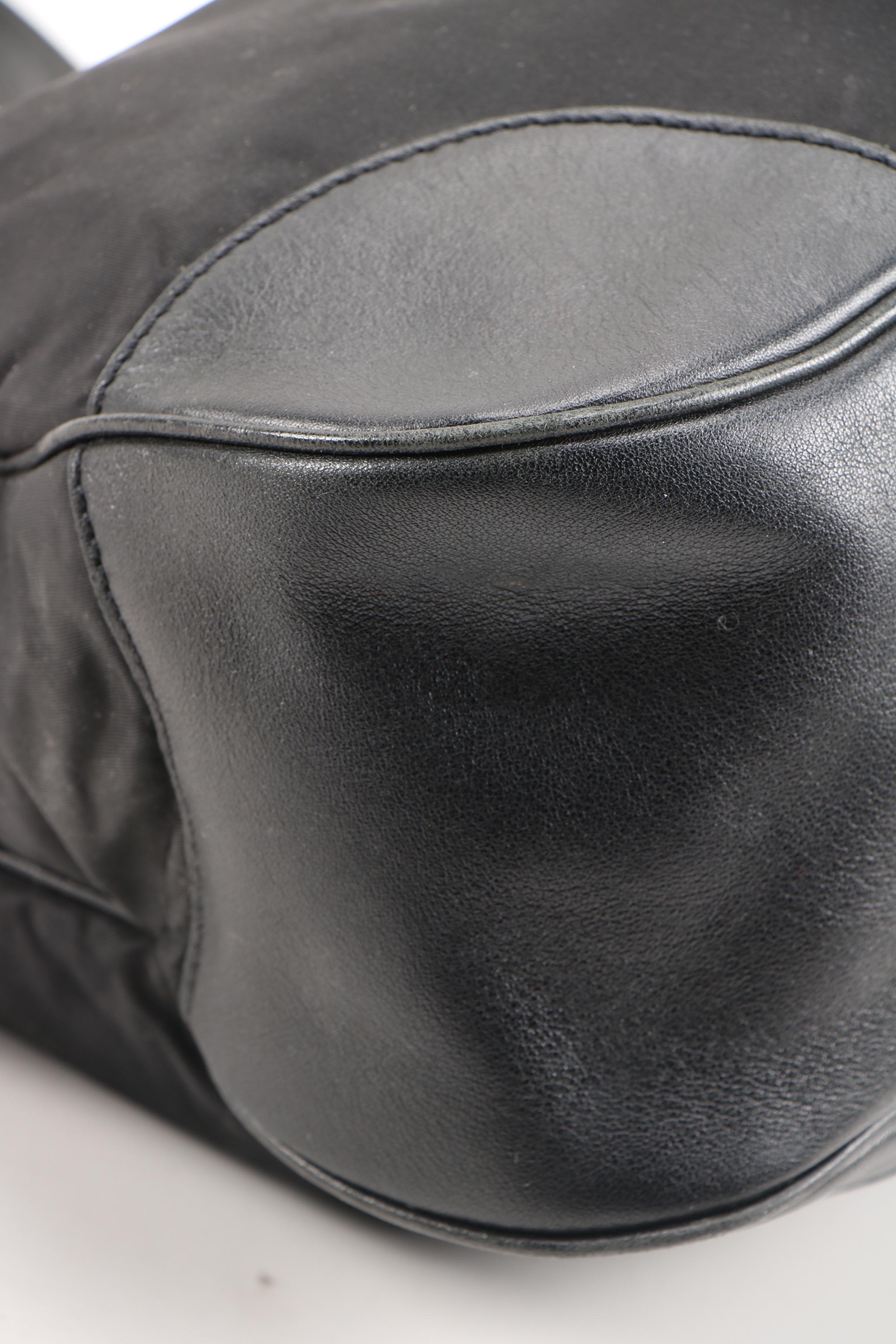 Prada Black Tessuto Nylon and Leather Shoulder Bag