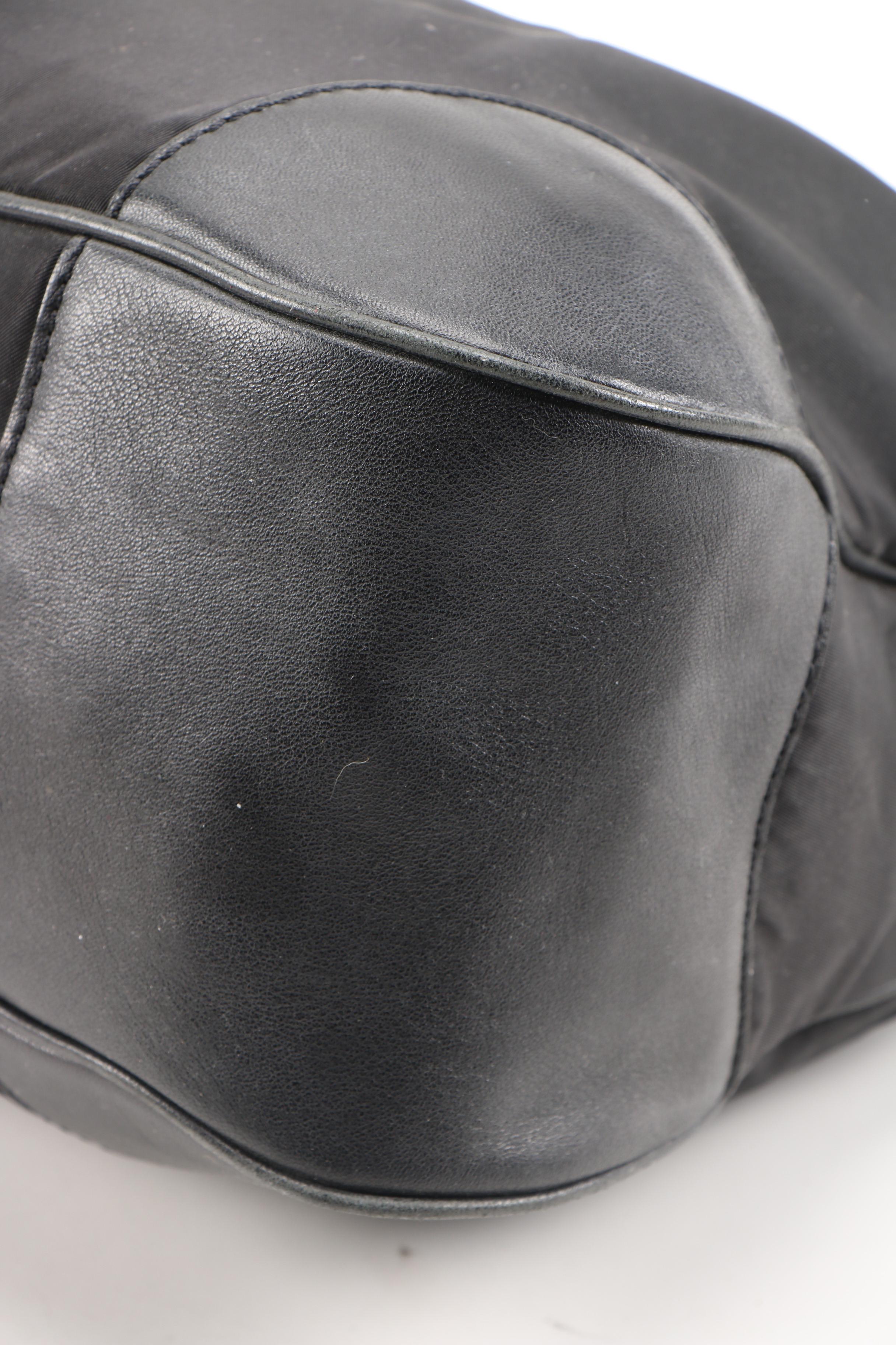 Prada Black Tessuto Nylon and Leather Shoulder Bag