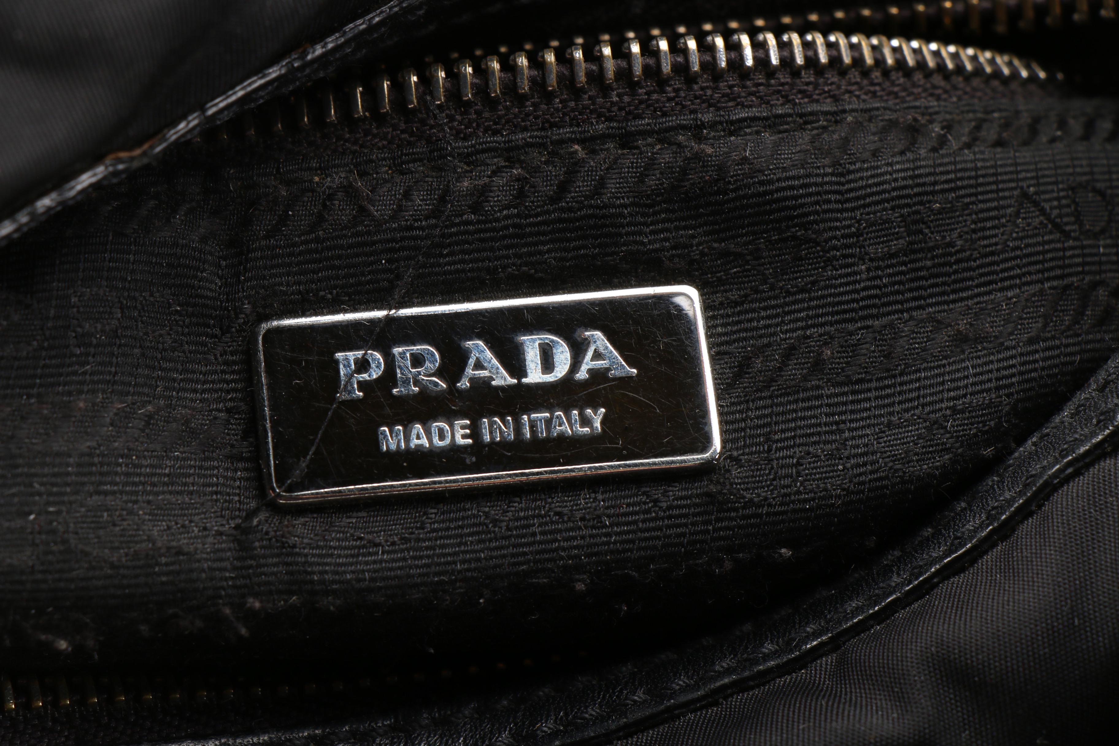 Prada Black Tessuto Nylon and Leather Shoulder Bag