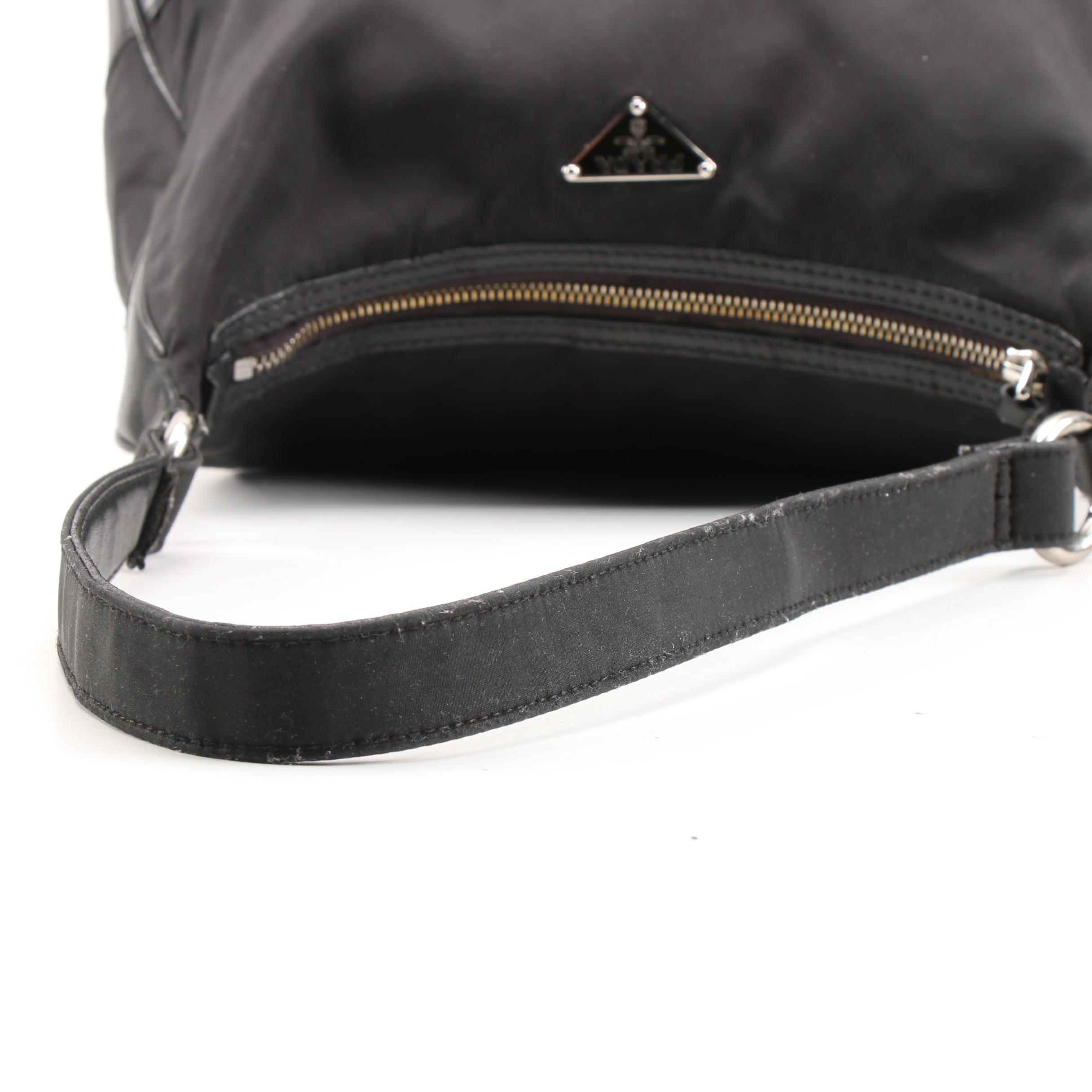 Prada Black Tessuto Nylon and Leather Shoulder Bag