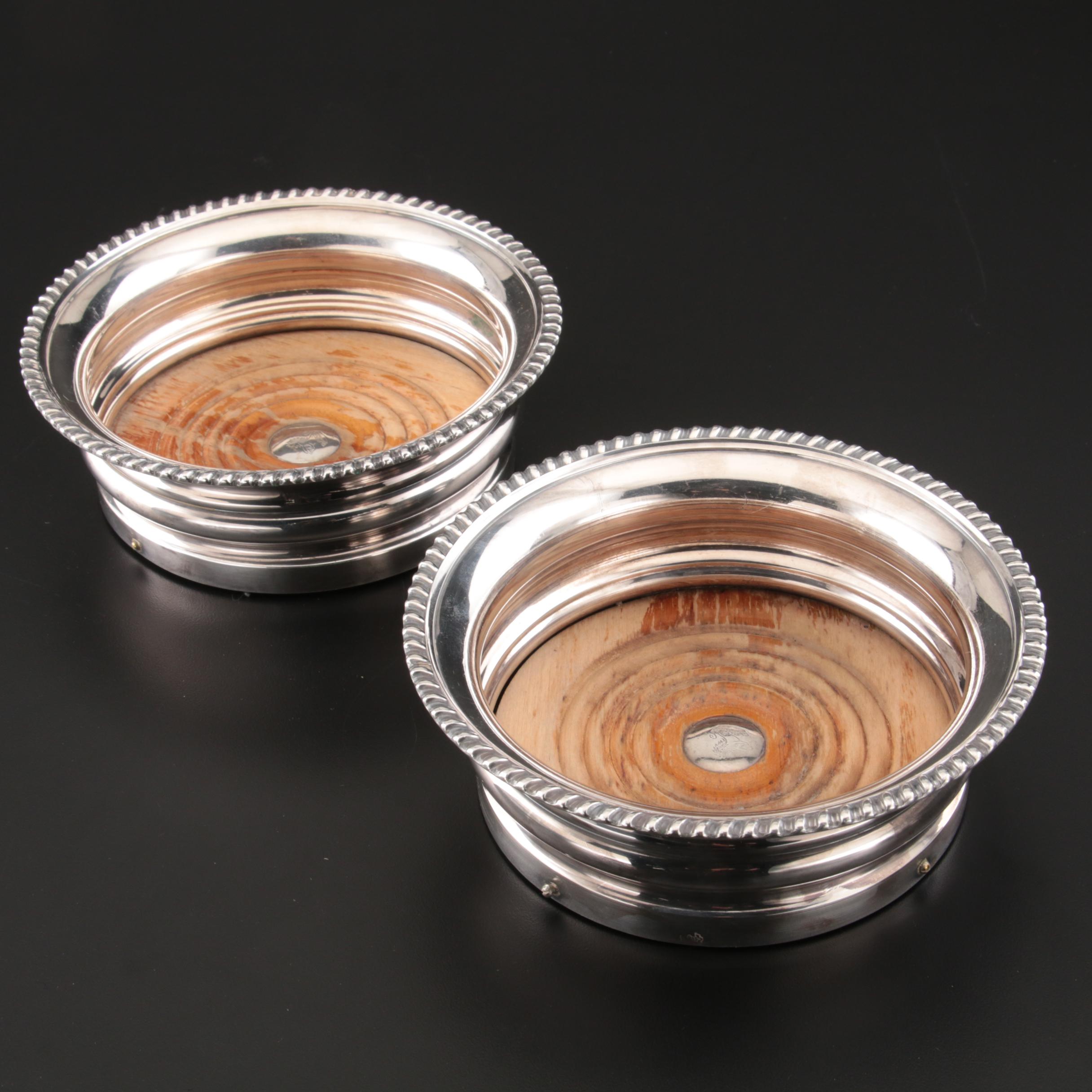 Barbour Silver Co. Antique Sterling Silver and Silver Plate Wine Coasters