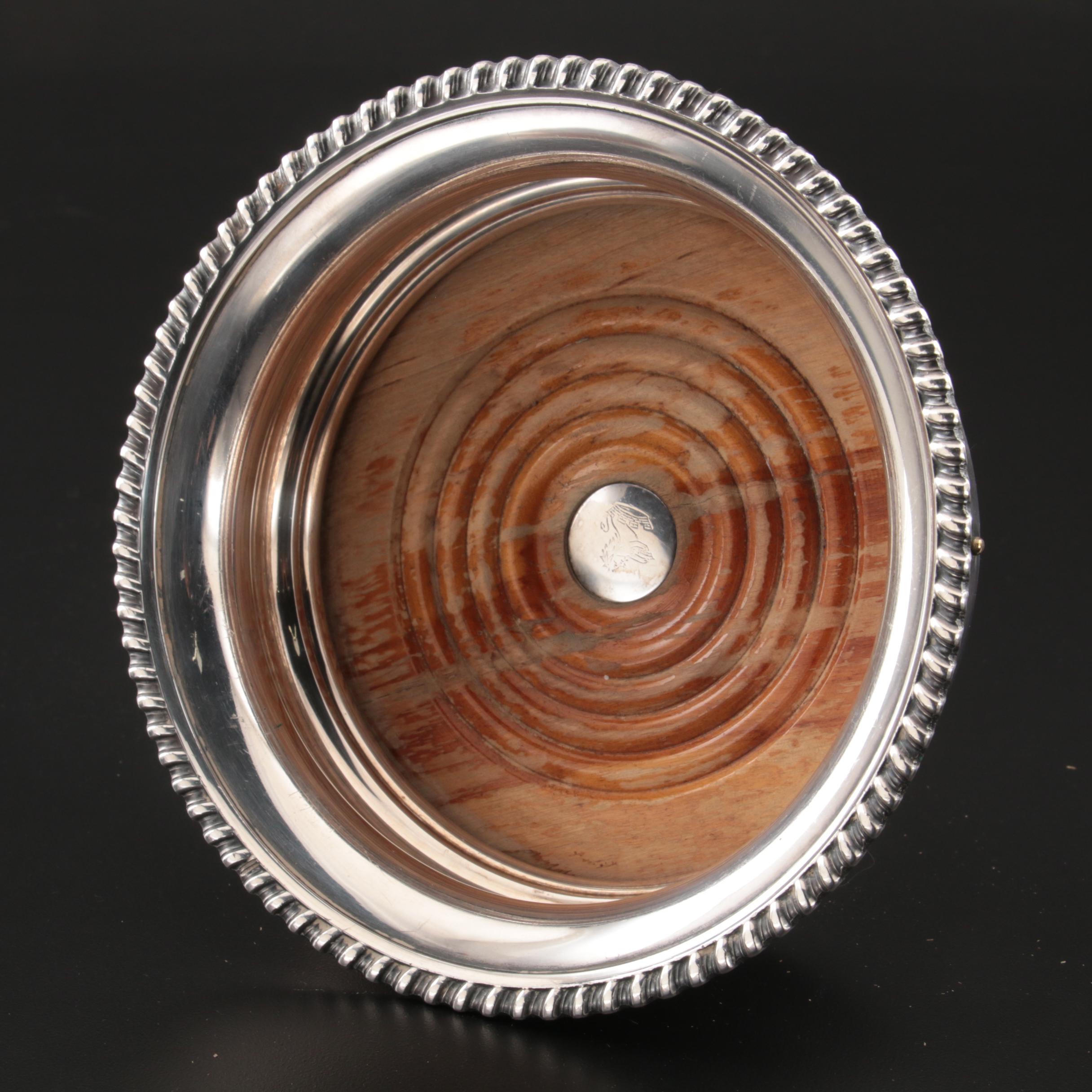 Barbour Silver Co. Antique Sterling Silver and Silver Plate Wine Coasters