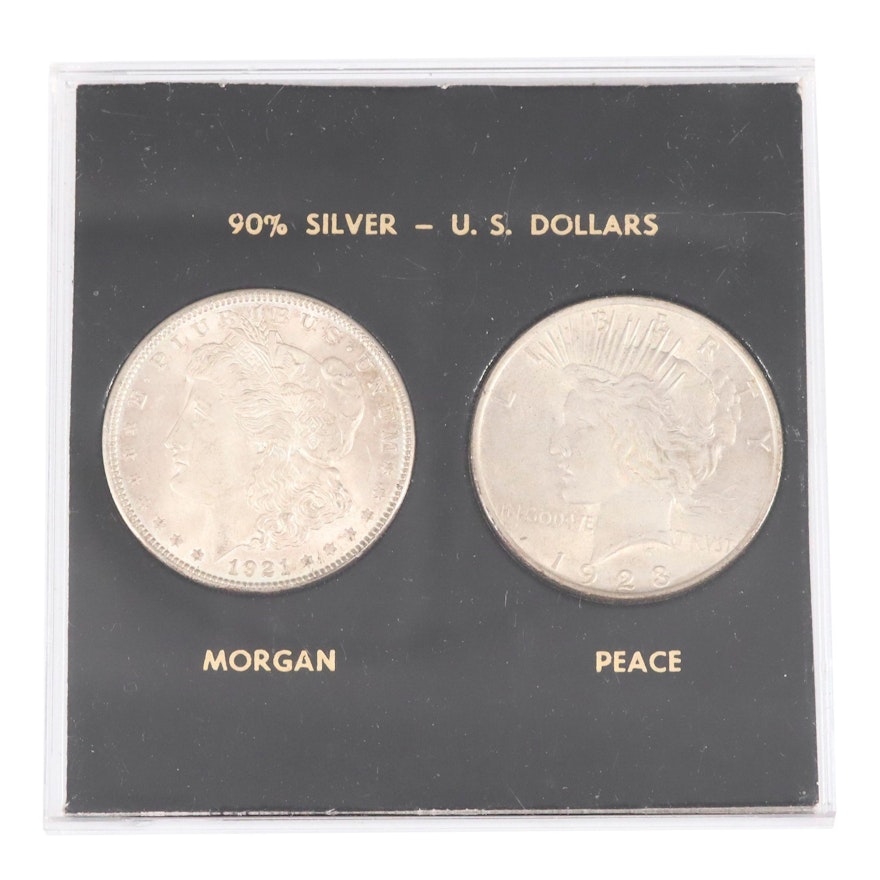 1921 Silver Morgan Dollar and 1923 Silver Peace Dollar