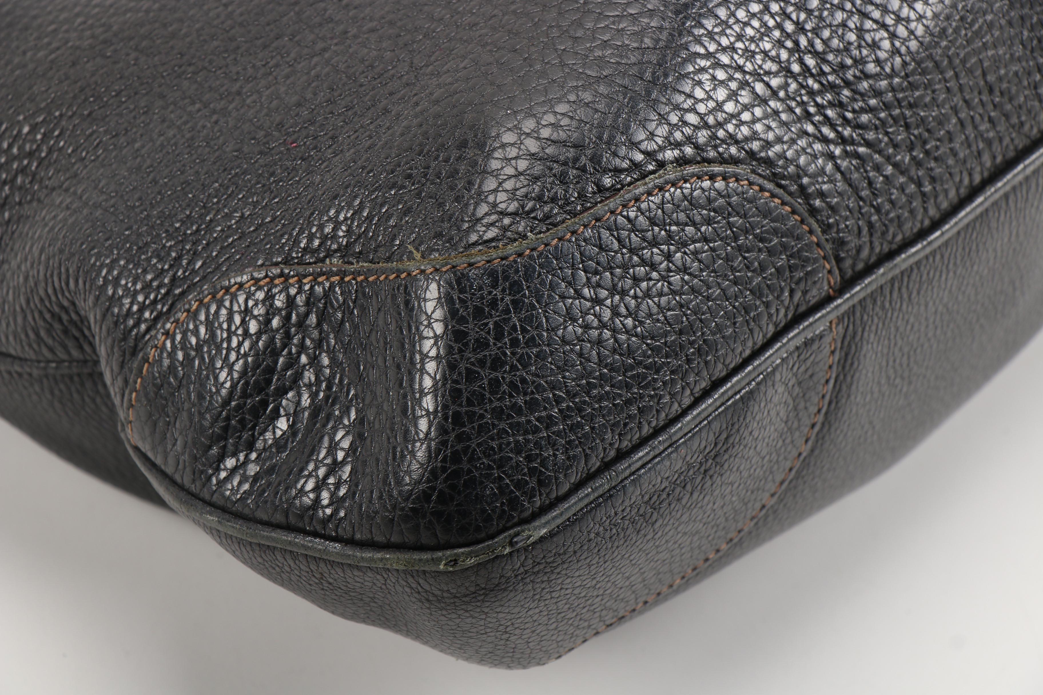 Prada Black Vitello Daino Grained Leather Hobo Bag