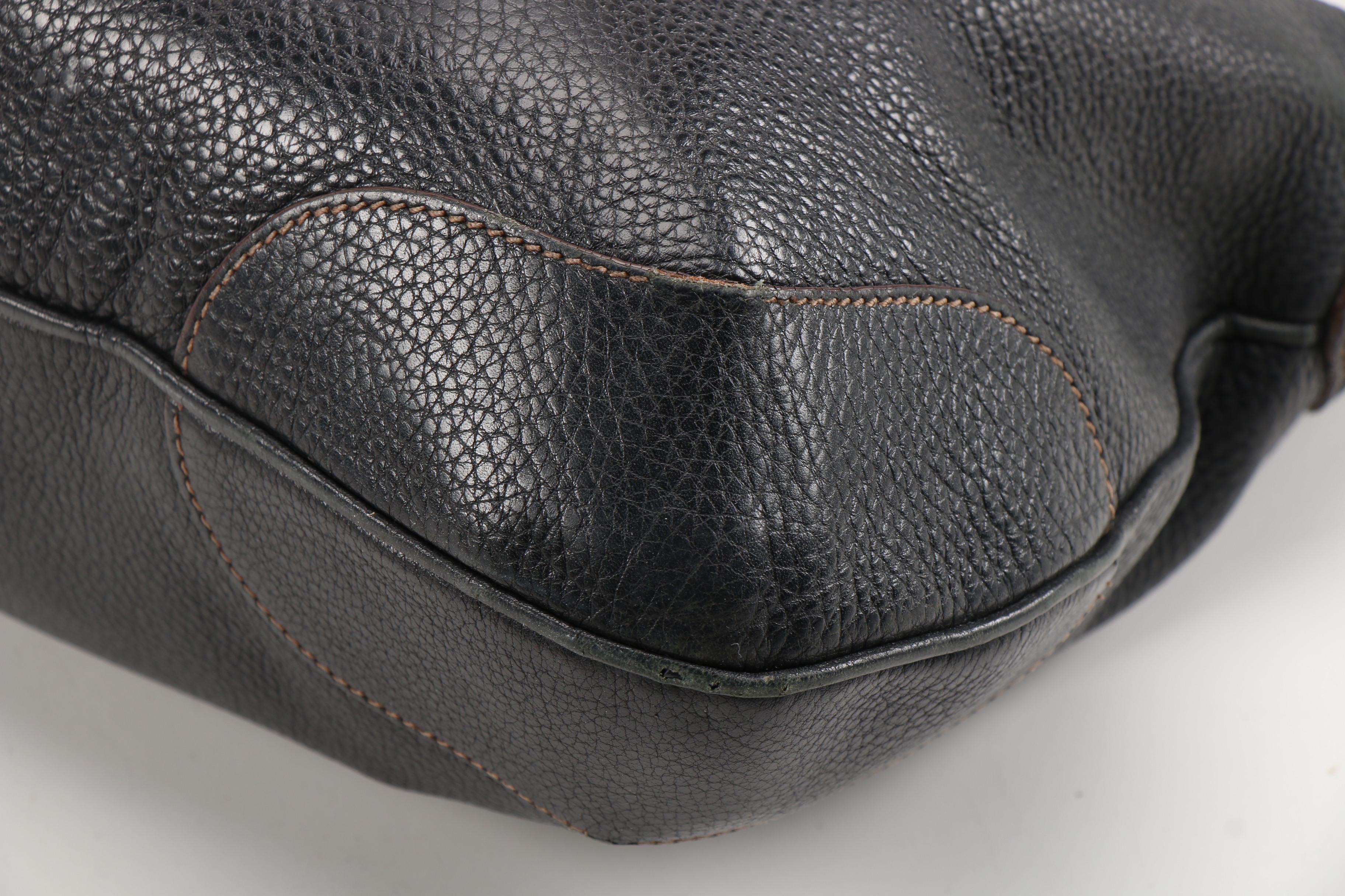 Prada Black Vitello Daino Grained Leather Hobo Bag